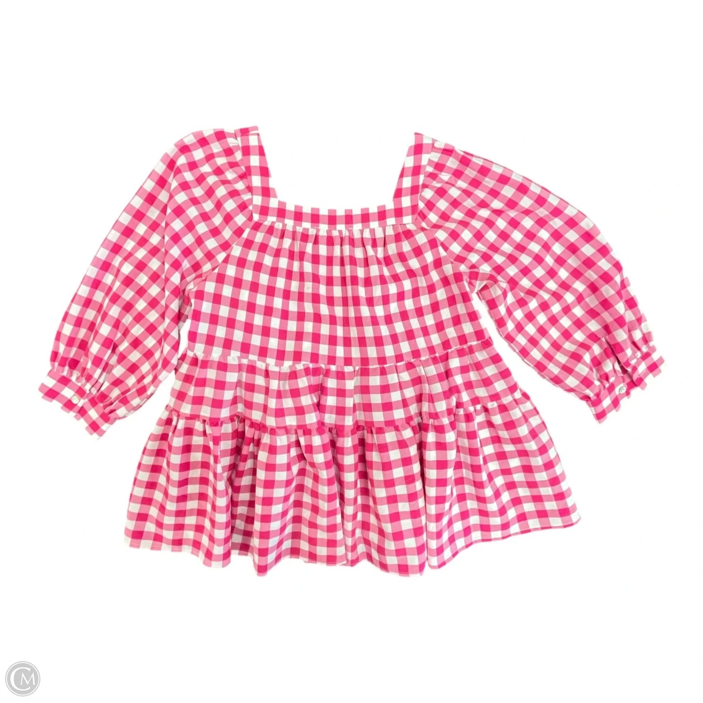 Blouse 3/4 Sleeve By Entro In Checkered Pattern, Size: S