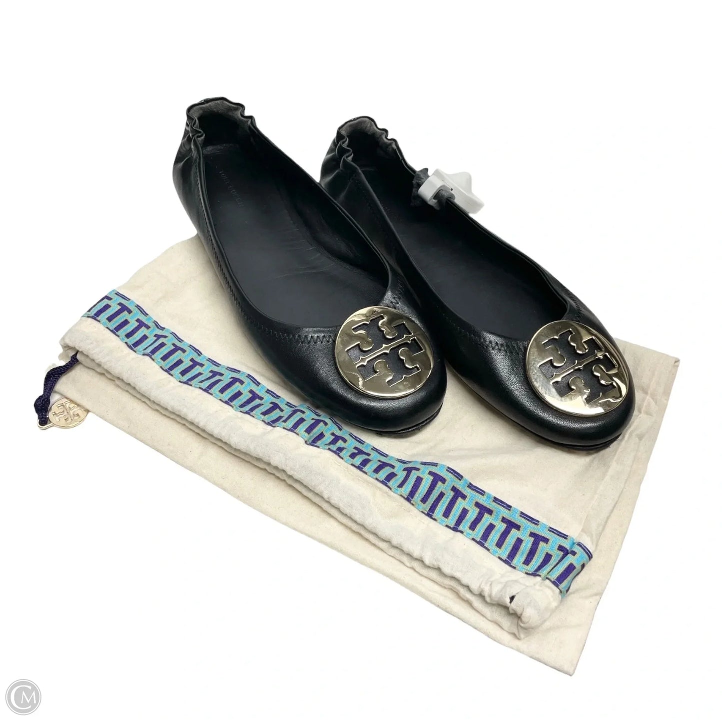 Shoes Designer By Tory Burch In Black & Gold, Size: 9