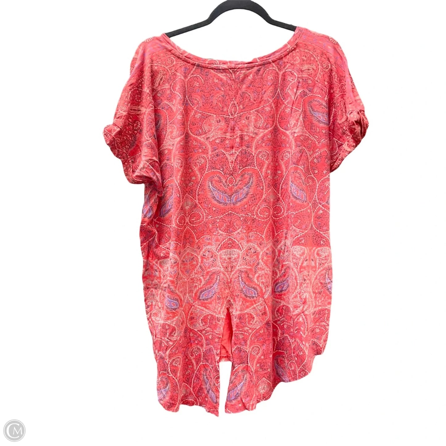 Top Short Sleeve By Lucky Brand In Blue Red & White, Size: 2x