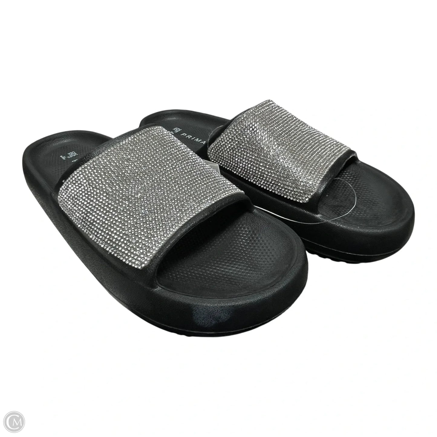 Sandals Flats By Primark In Black & Silver, Size: 8
