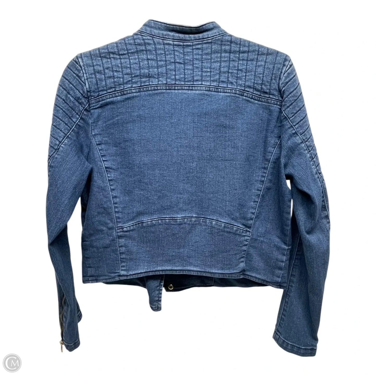 Jacket Moto By &denim In Blue Denim, Size: 10
