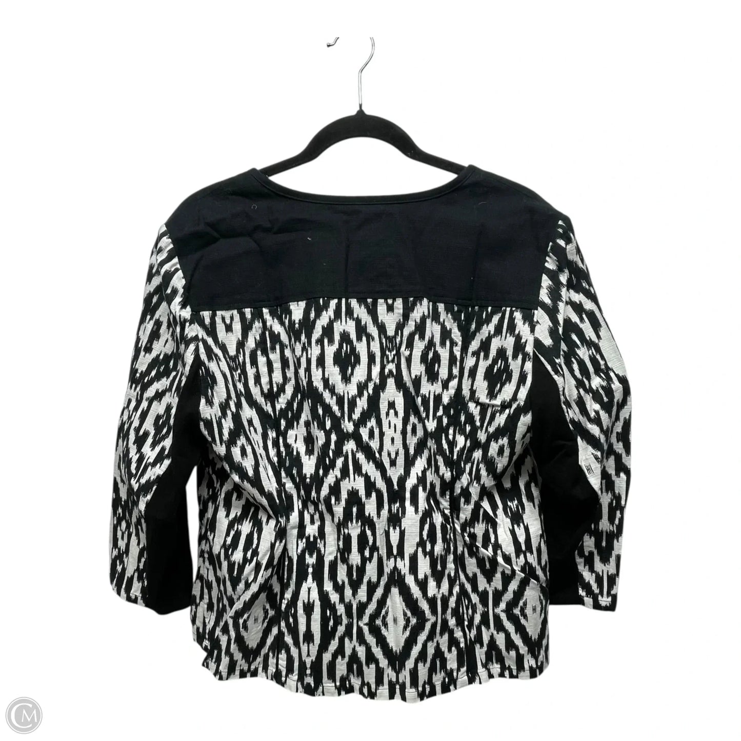 Jacket Moto By Chicos In Black & White, Size: L