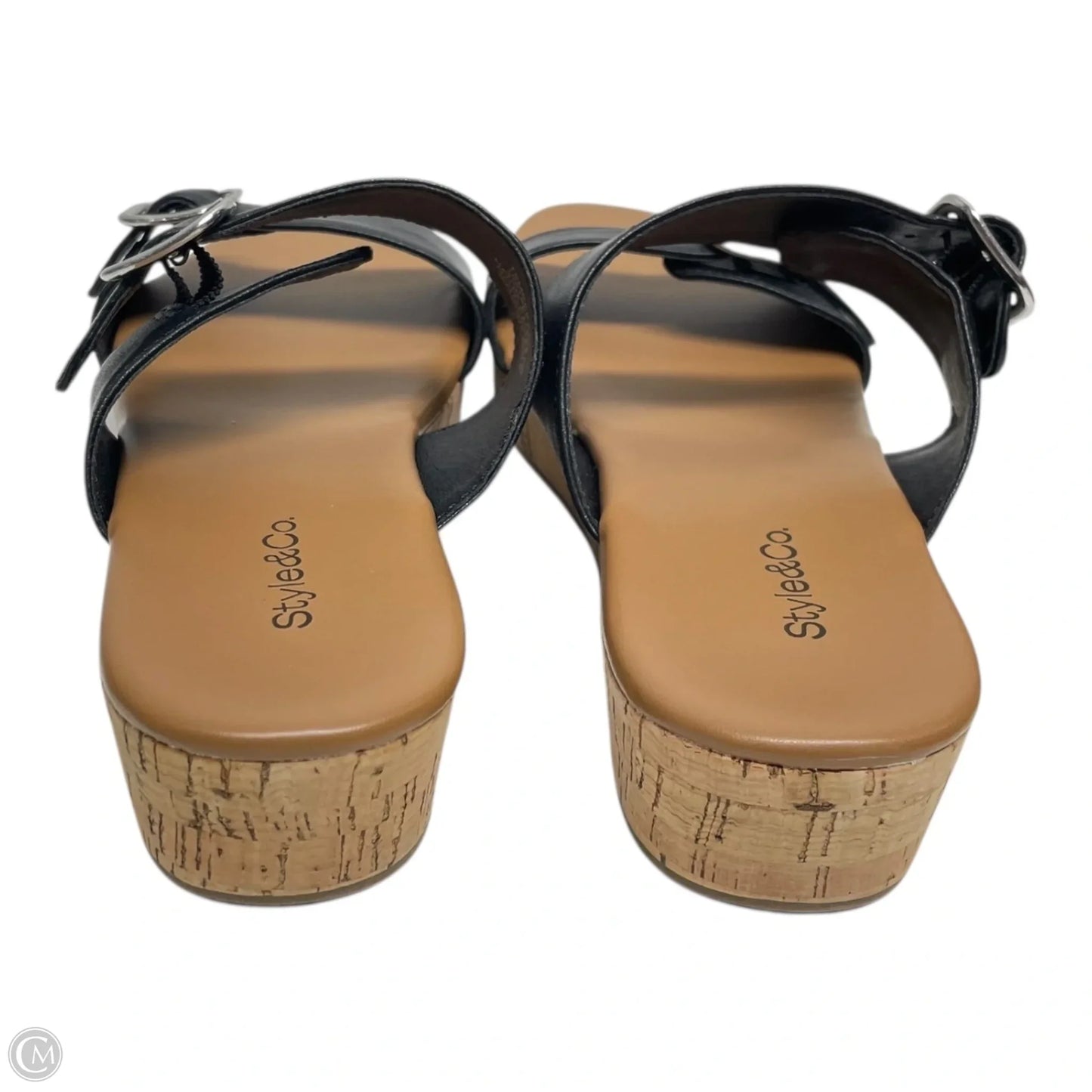 Sandals Flats By Style And Company In Black & Tan, Size: 9.5