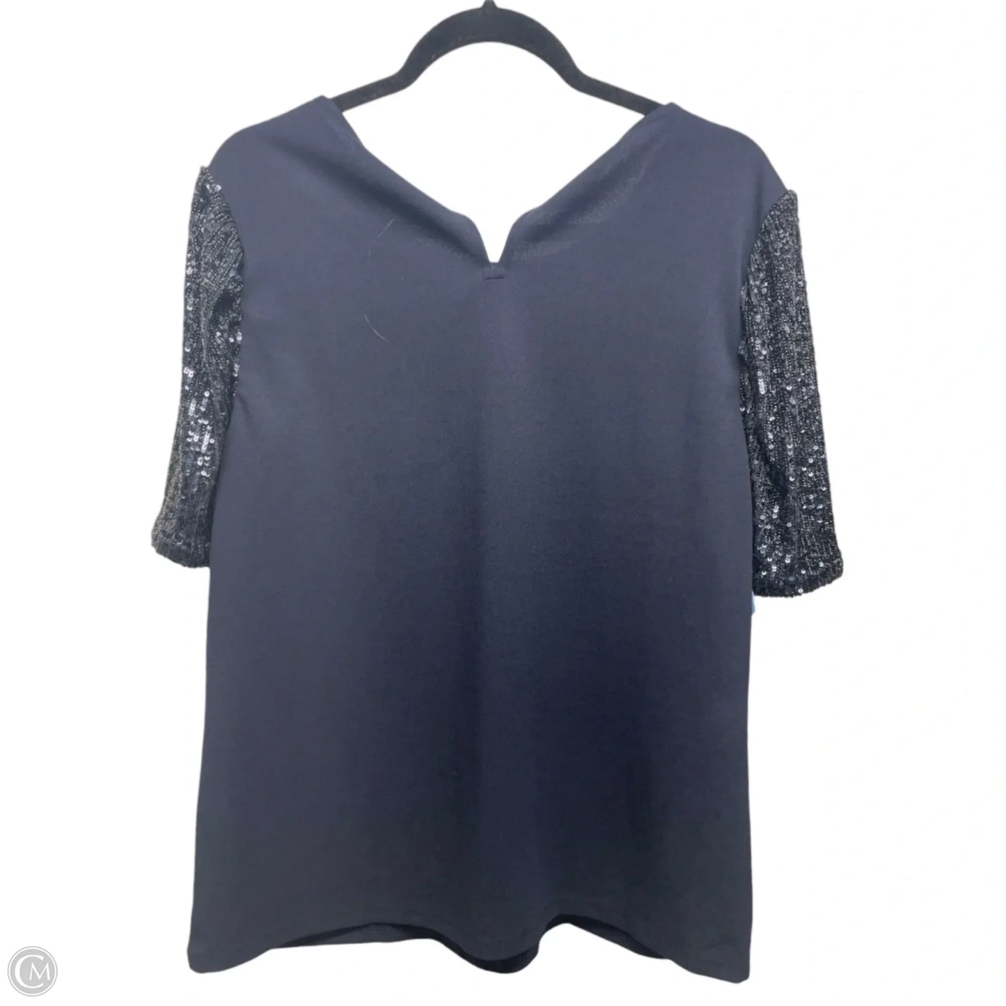 Blouse Short Sleeve By Ann Taylor In Navy, Size: Xl