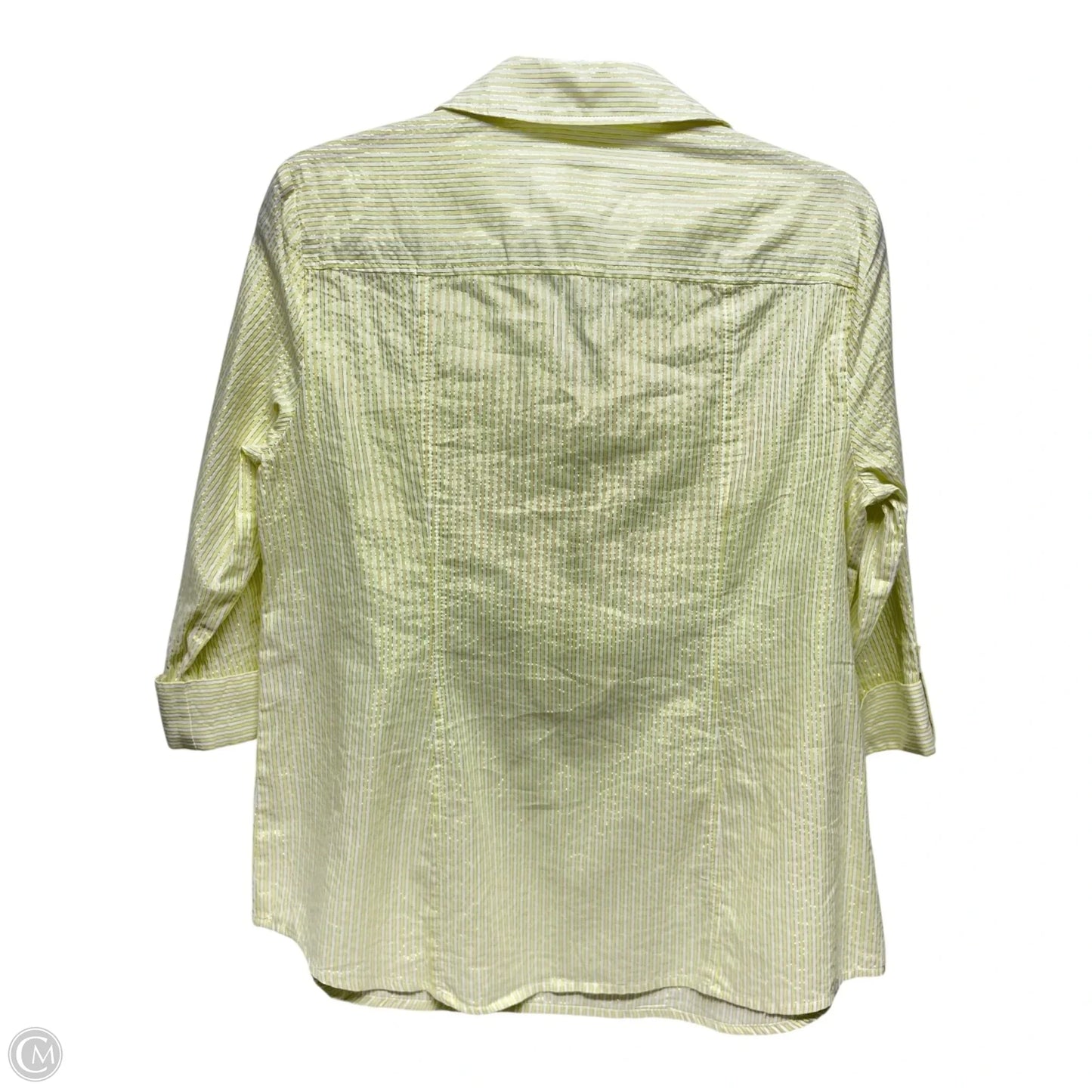 Top 3/4 Sleeve By Anne Klein In White & Yellow, Size: S