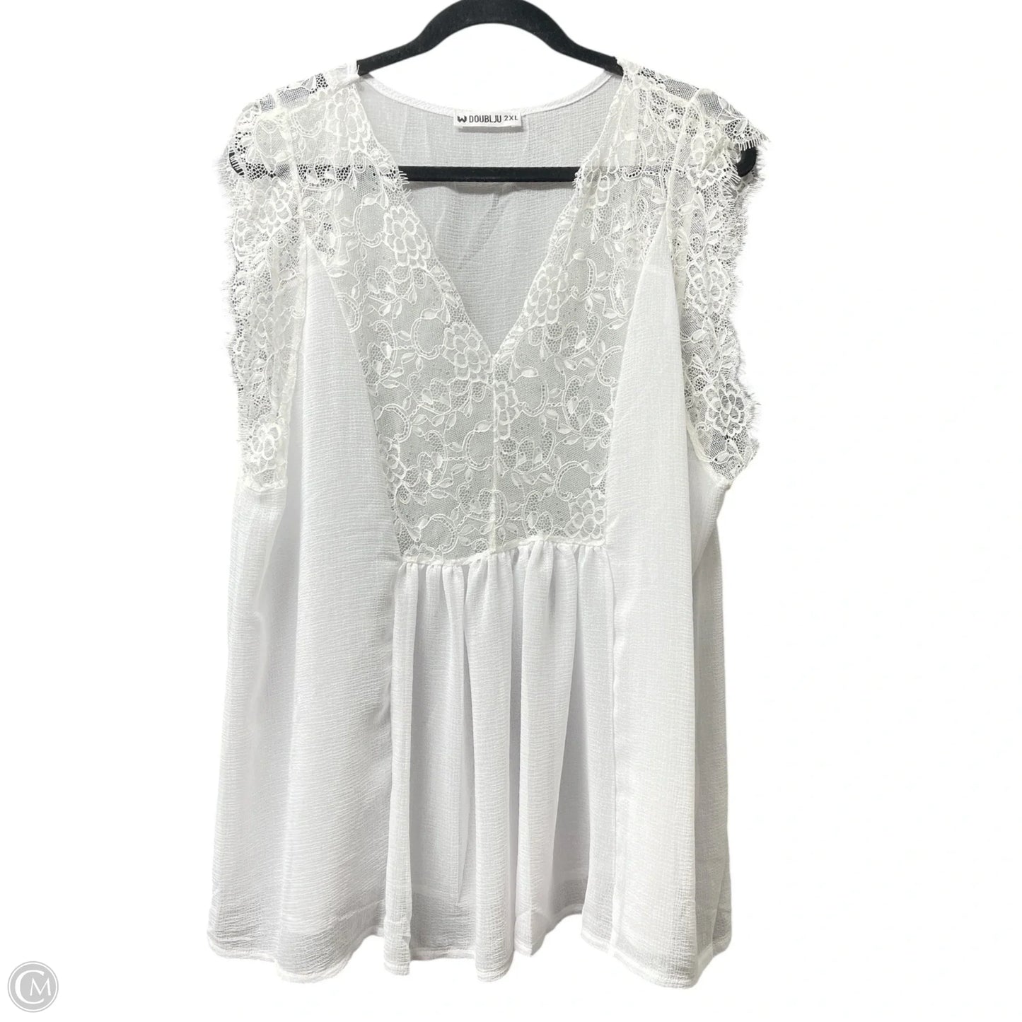 Top Short Sleeve By doublju - In White, Size: 2x