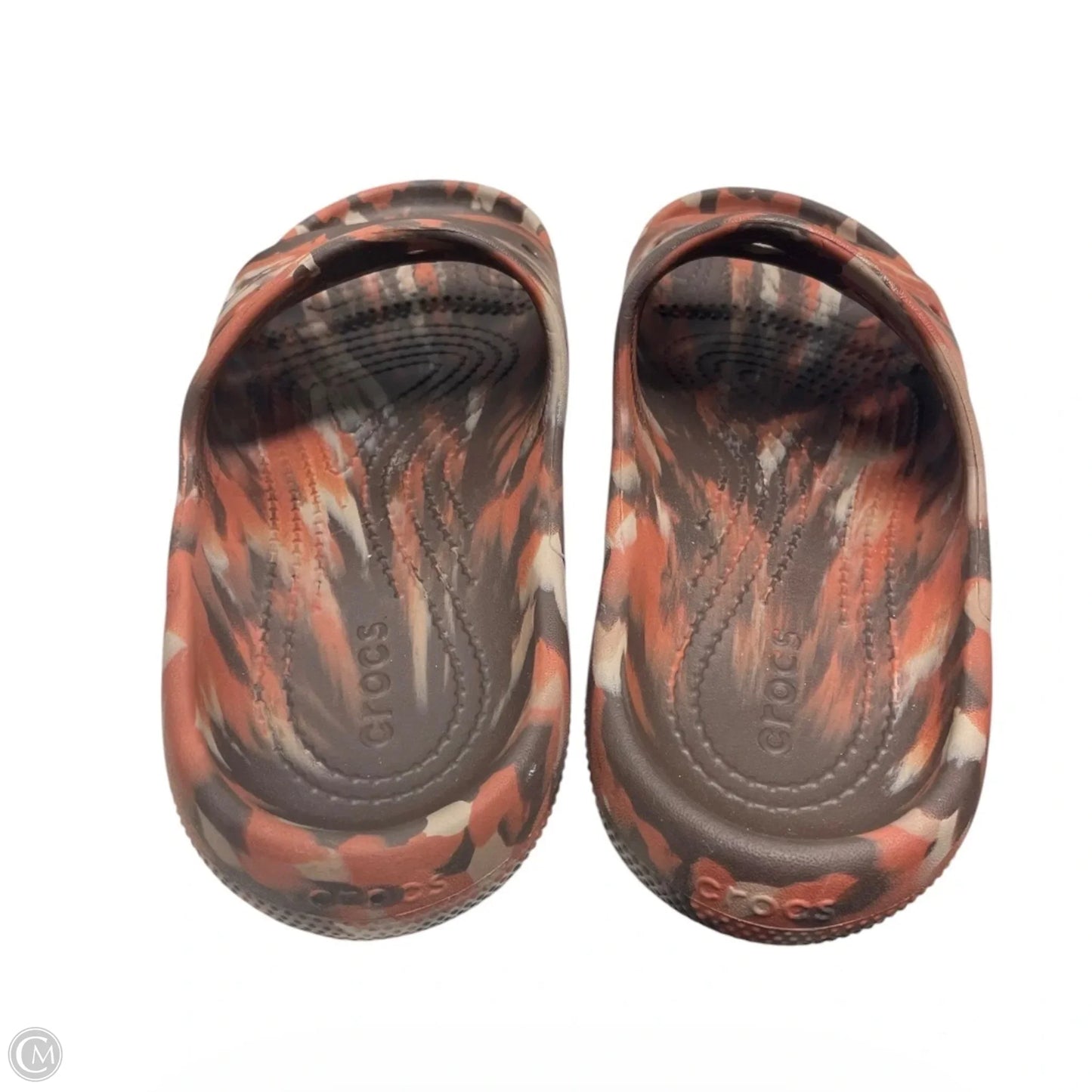 Sandals Flats By Crocs In Brown & Orange, Size: 8