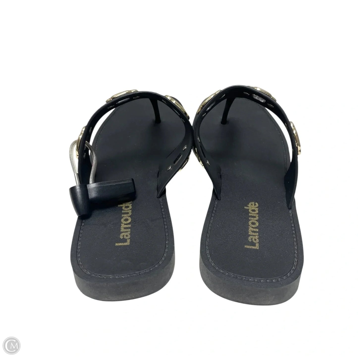 Sandals Flats By LARROUDE In Black & Gold, Size: 7
