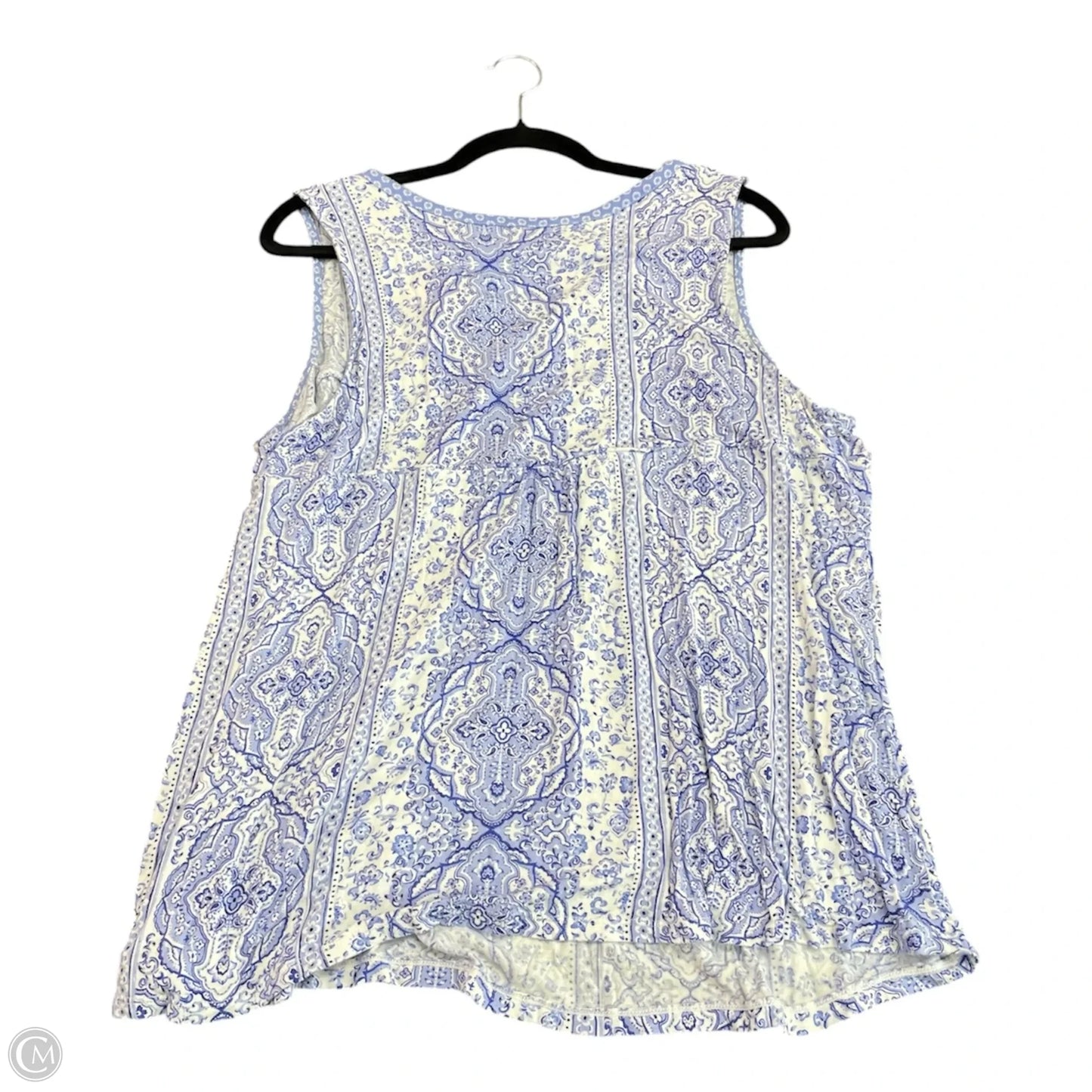 Top Sleeveless By Croft And Barrow In Blue & White, Size: Xl