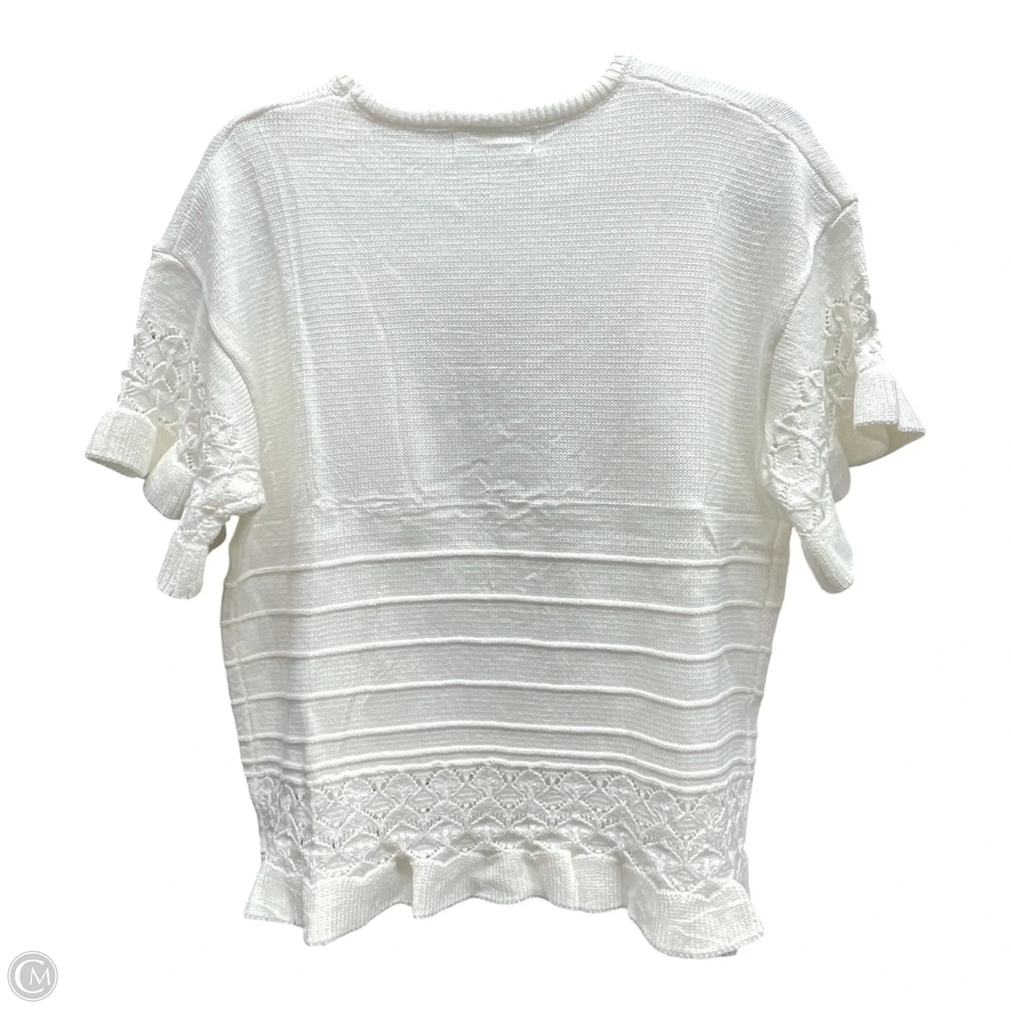 Sweater Short Sleeve By Yeokou In Cream, Size: M