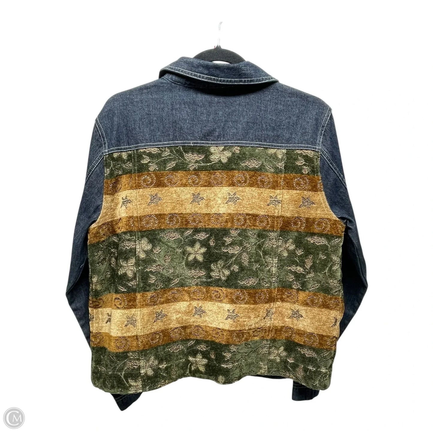 Jacket Denim By Marsh Landing In Blue & Yellow, Size: M