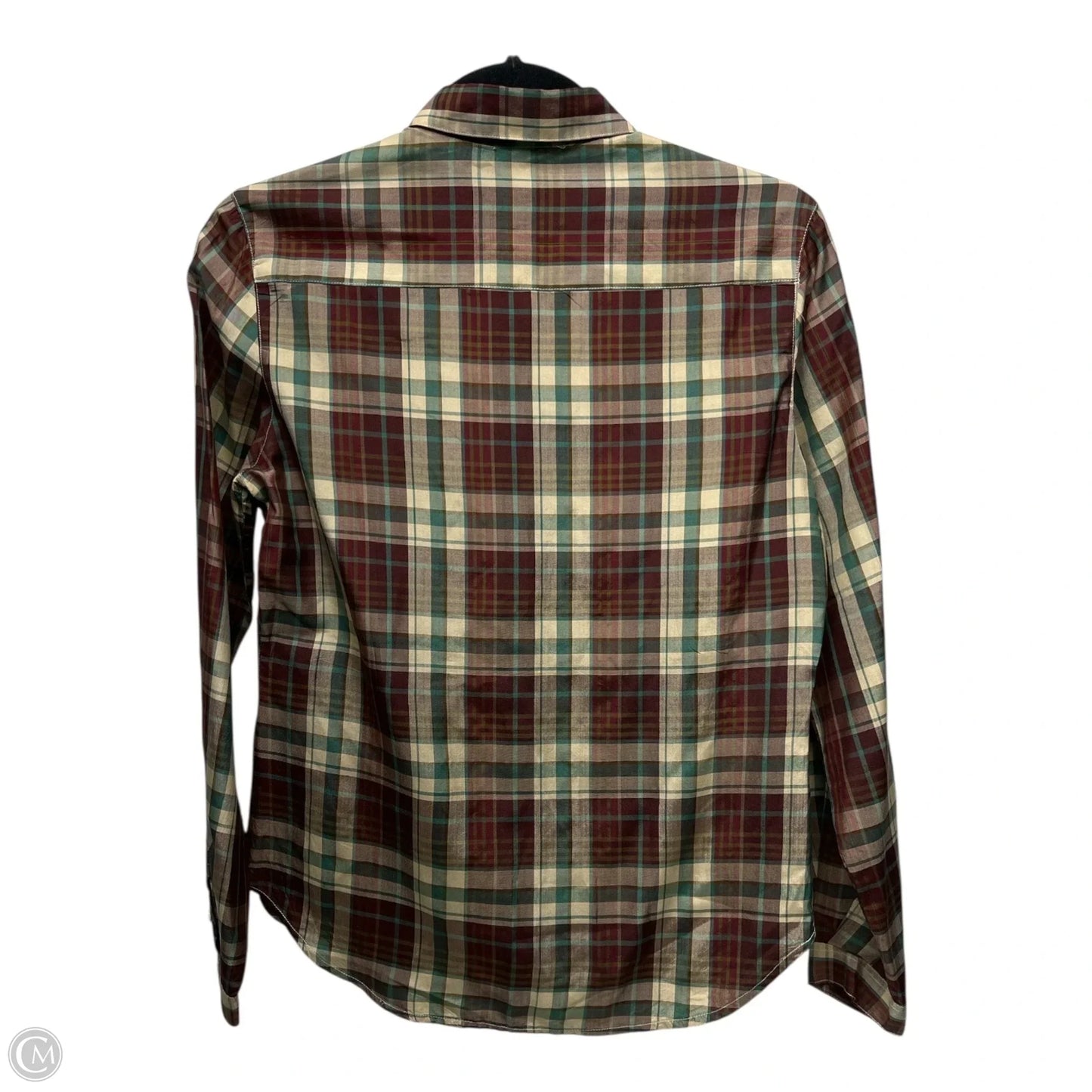 Top Long Sleeve Designer By Neiman Marcus In Plaid Pattern, Size: M