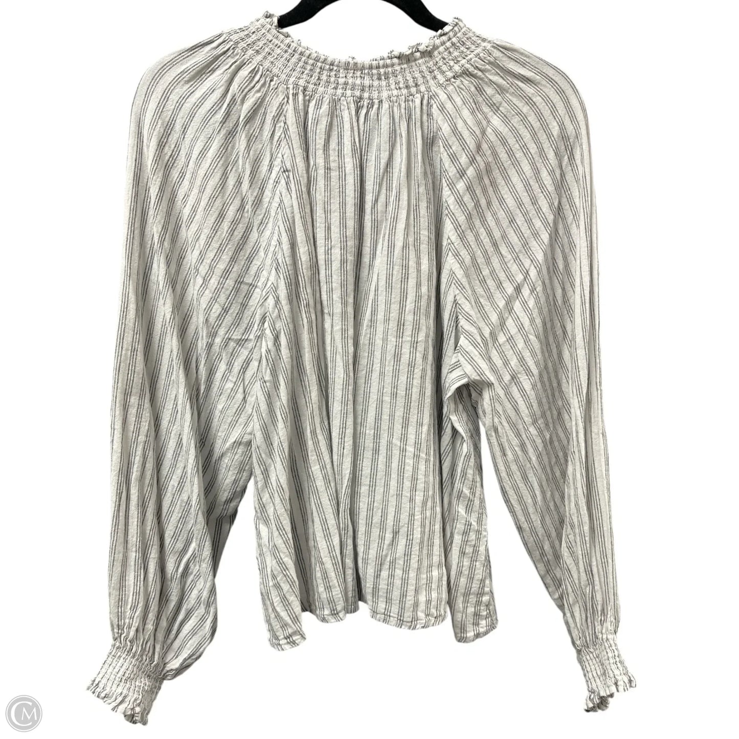 Top Long Sleeve By Old Navy In Grey & White, Size: M