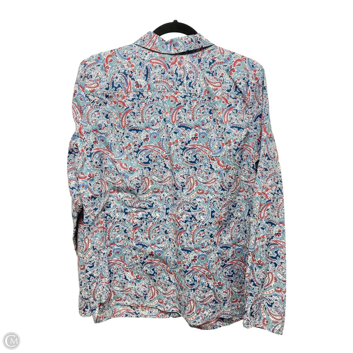Top Long Sleeve By Talbots In Blue & White, Size: L