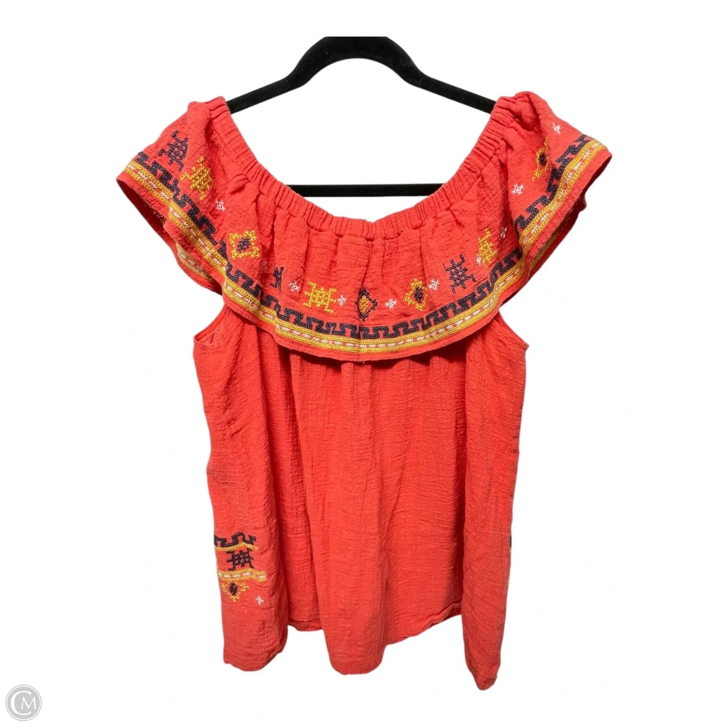 Top Short Sleeve By Easel In Orange, Size: M