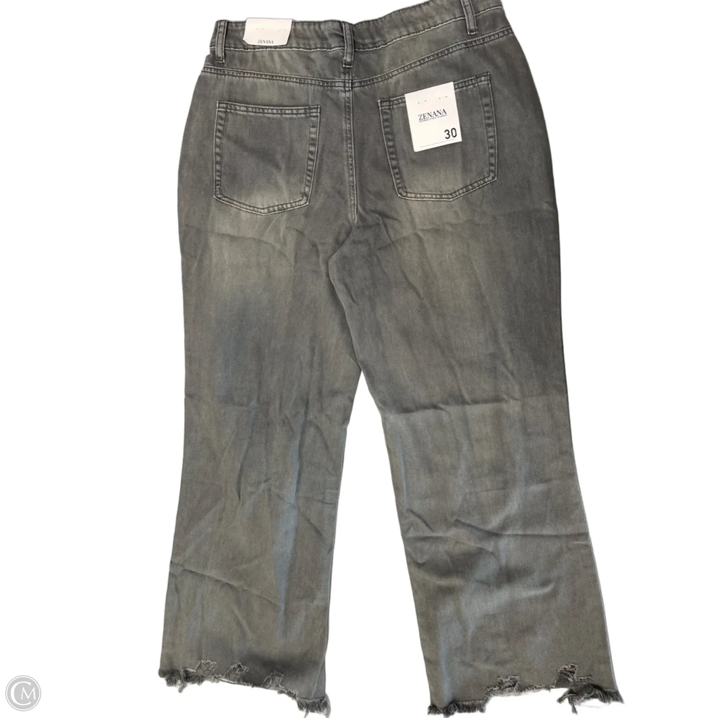Jeans Straight By Zenana In Grey Denim, Size: 10