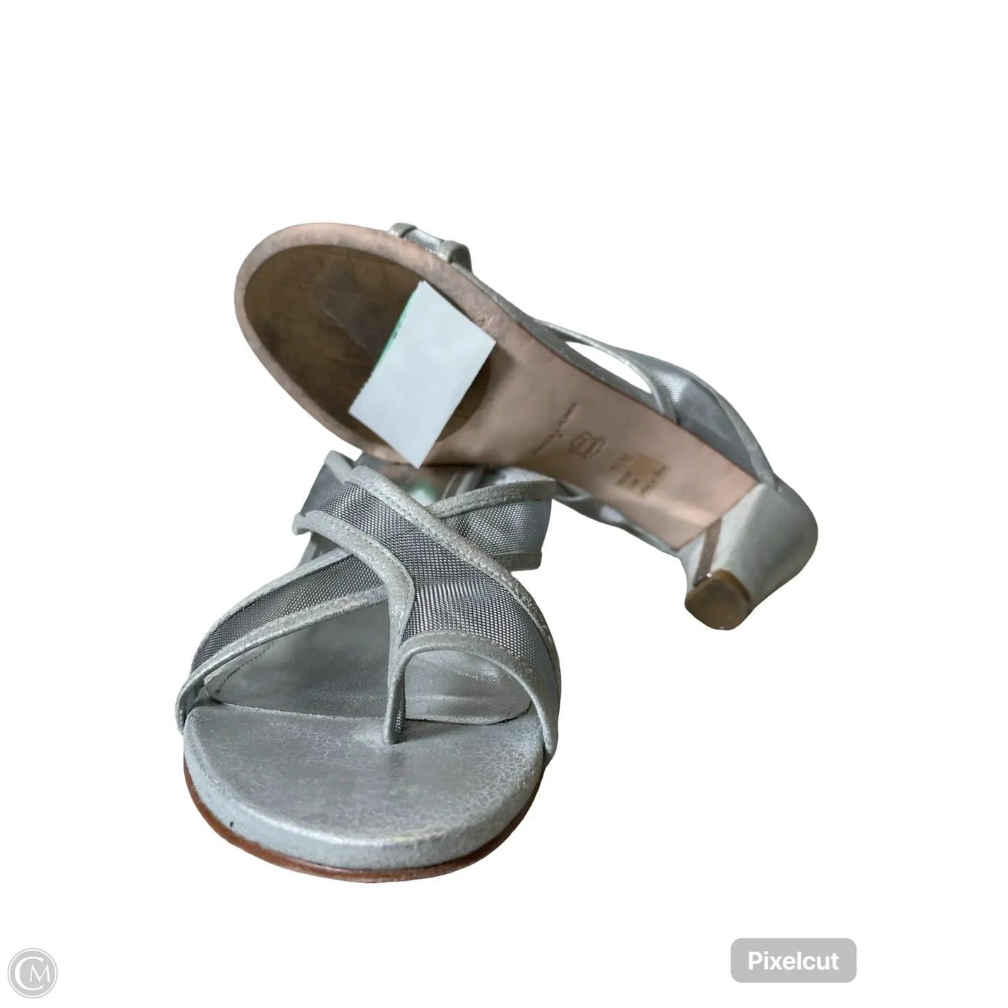 Sandals Heels Kitten By Donald Pliner In Silver, Size: 9.5