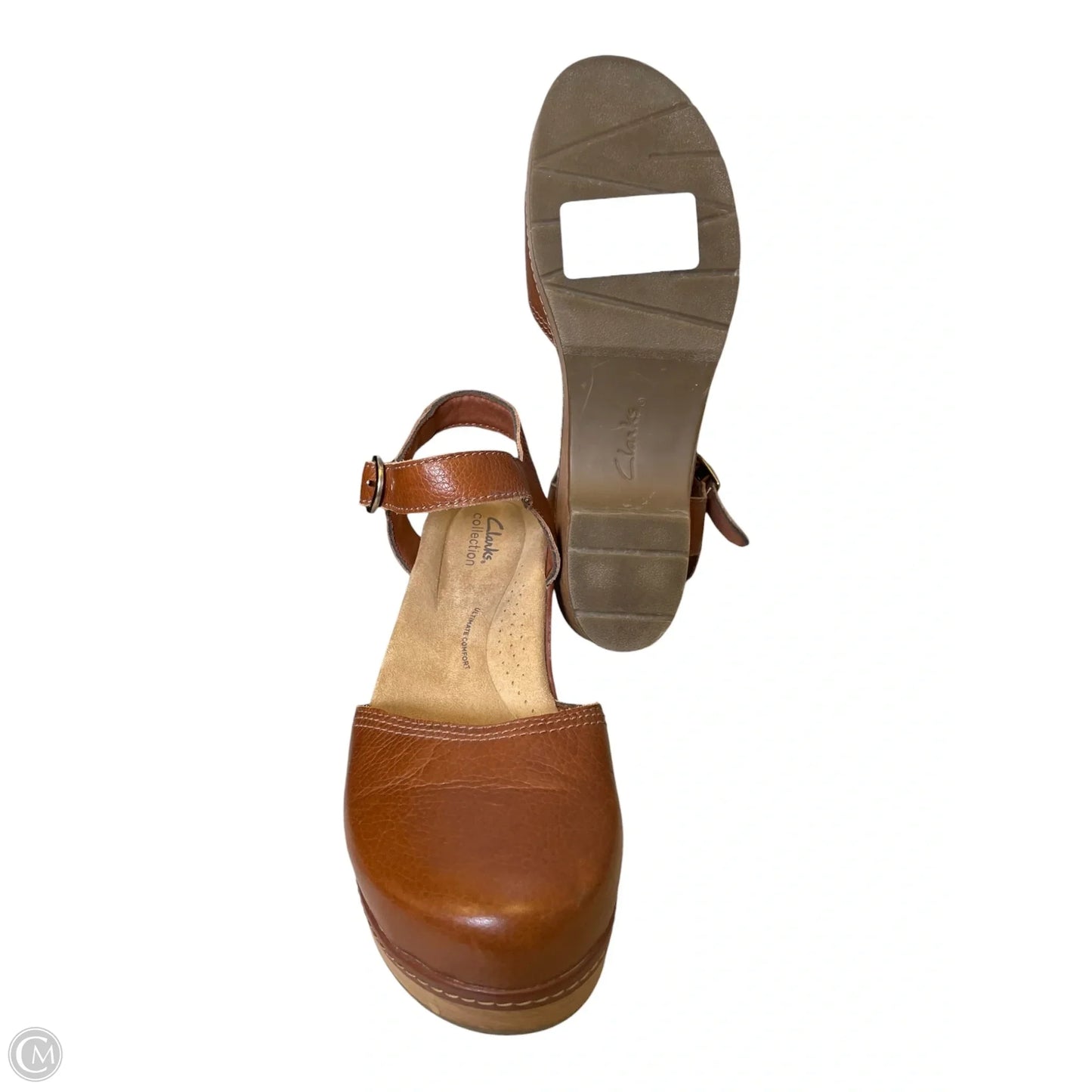 Sandals Heels Block By Clarks In Brown, Size: 10