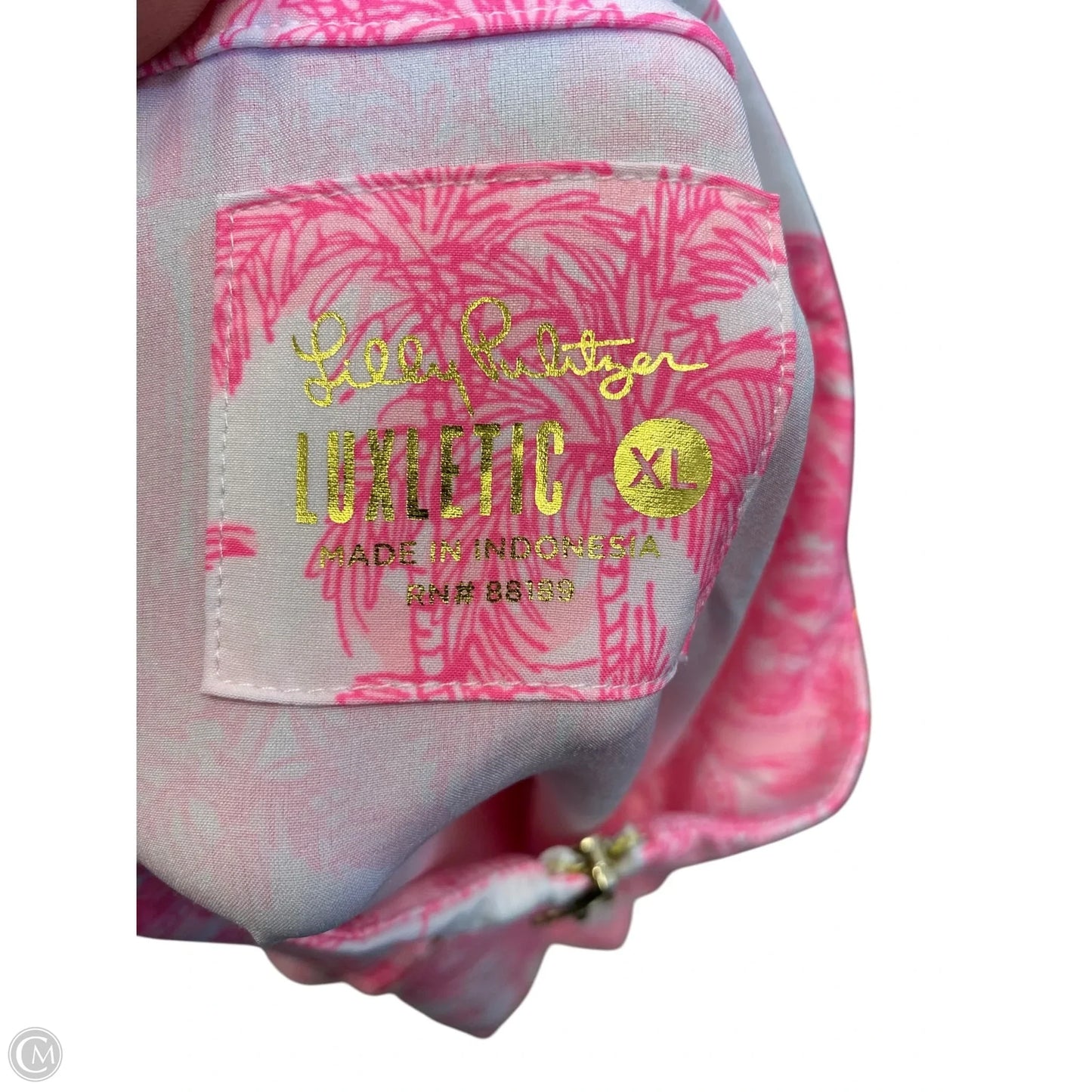 Top Long Sleeve Designer By Lilly Pulitzer In Pink & White, Size: Xl