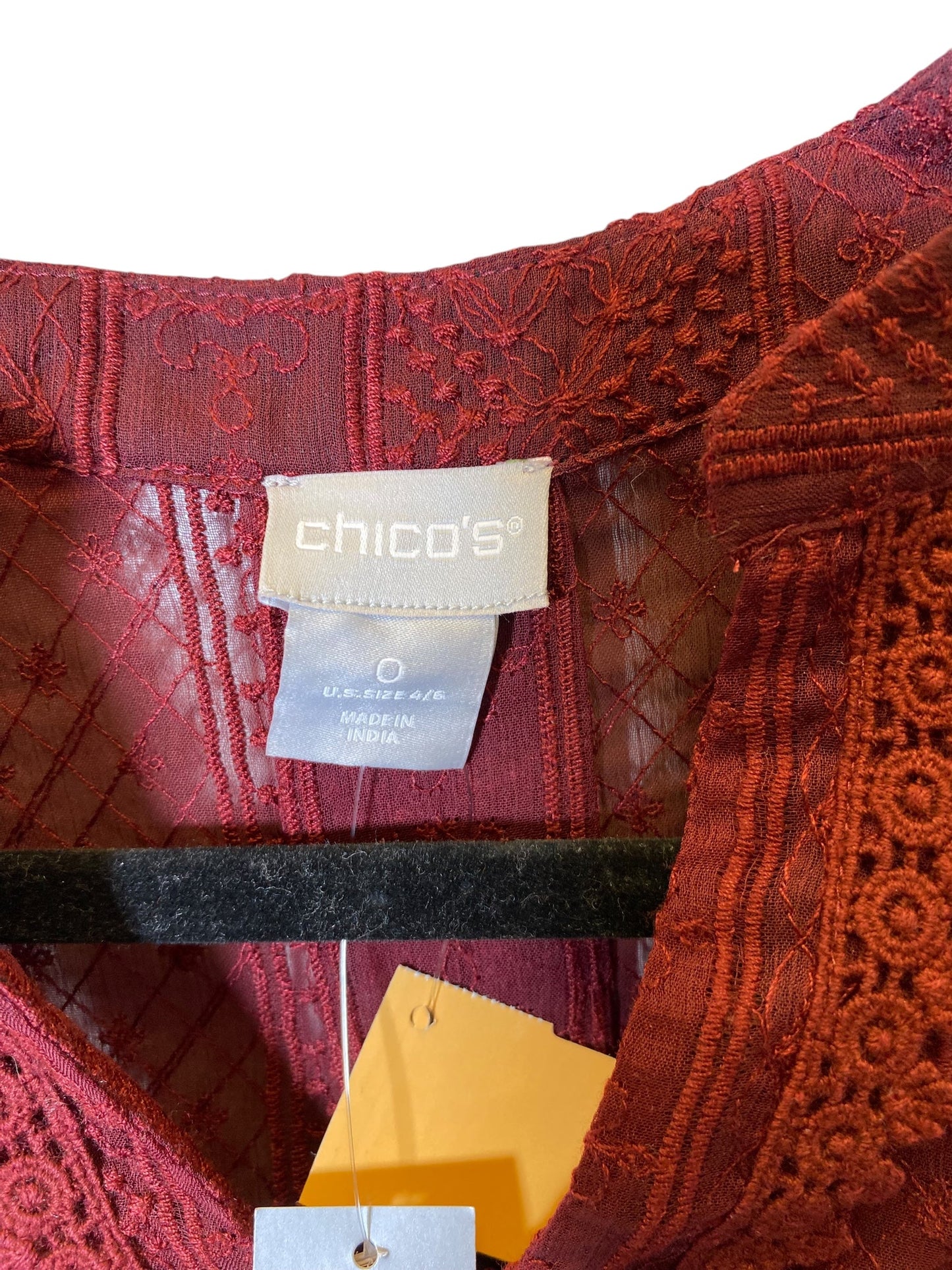 Top Long Sleeve By Chicos In Maroon, Size: S