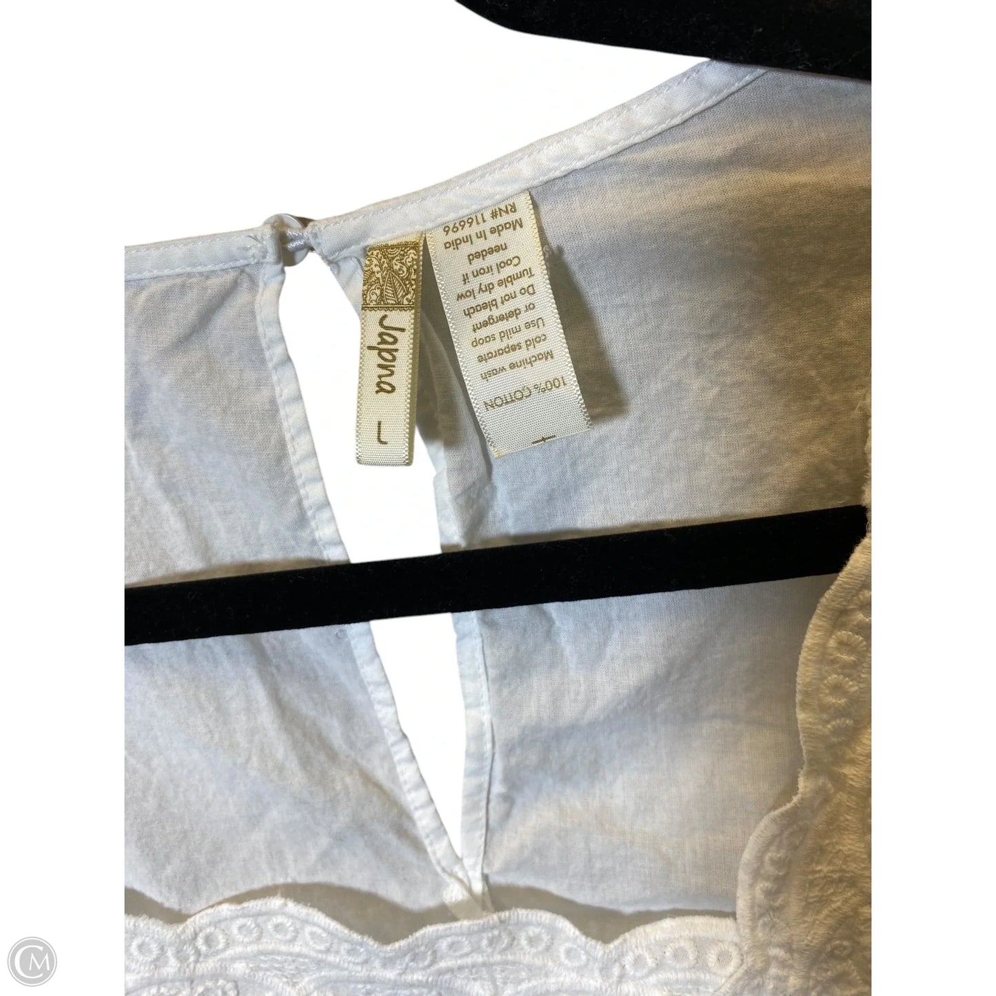 Top Short Sleeve By Japna In White, Size: L