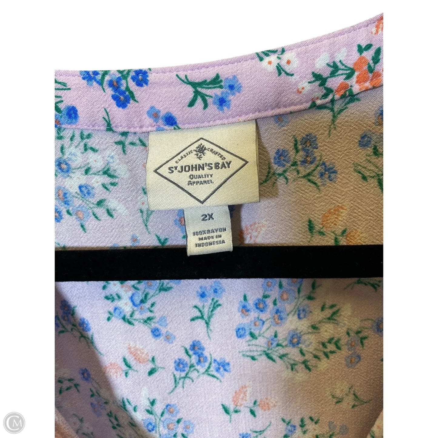 Top 3/4 Sleeve By St Johns Bay In Floral Print, Size: 2x