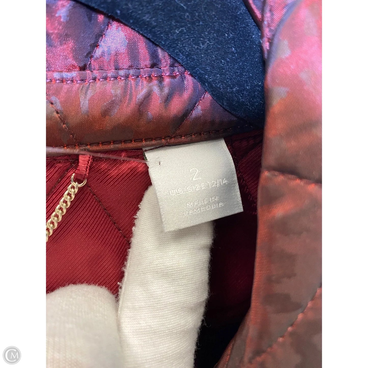 Jacket Puffer & Quilted By Chicos In Maroon, Size: L
