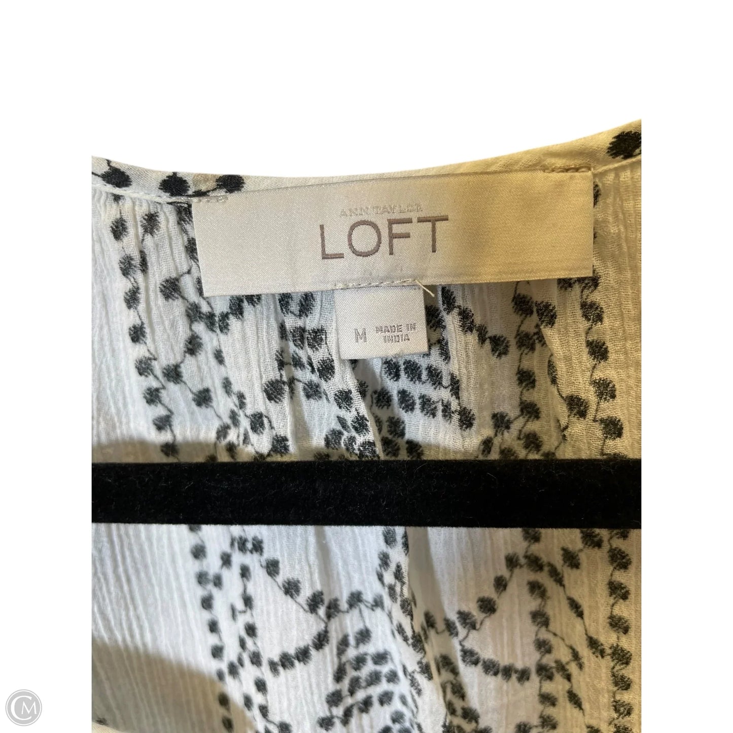 Top 3/4 Sleeve By Loft In Black & White, Size: M