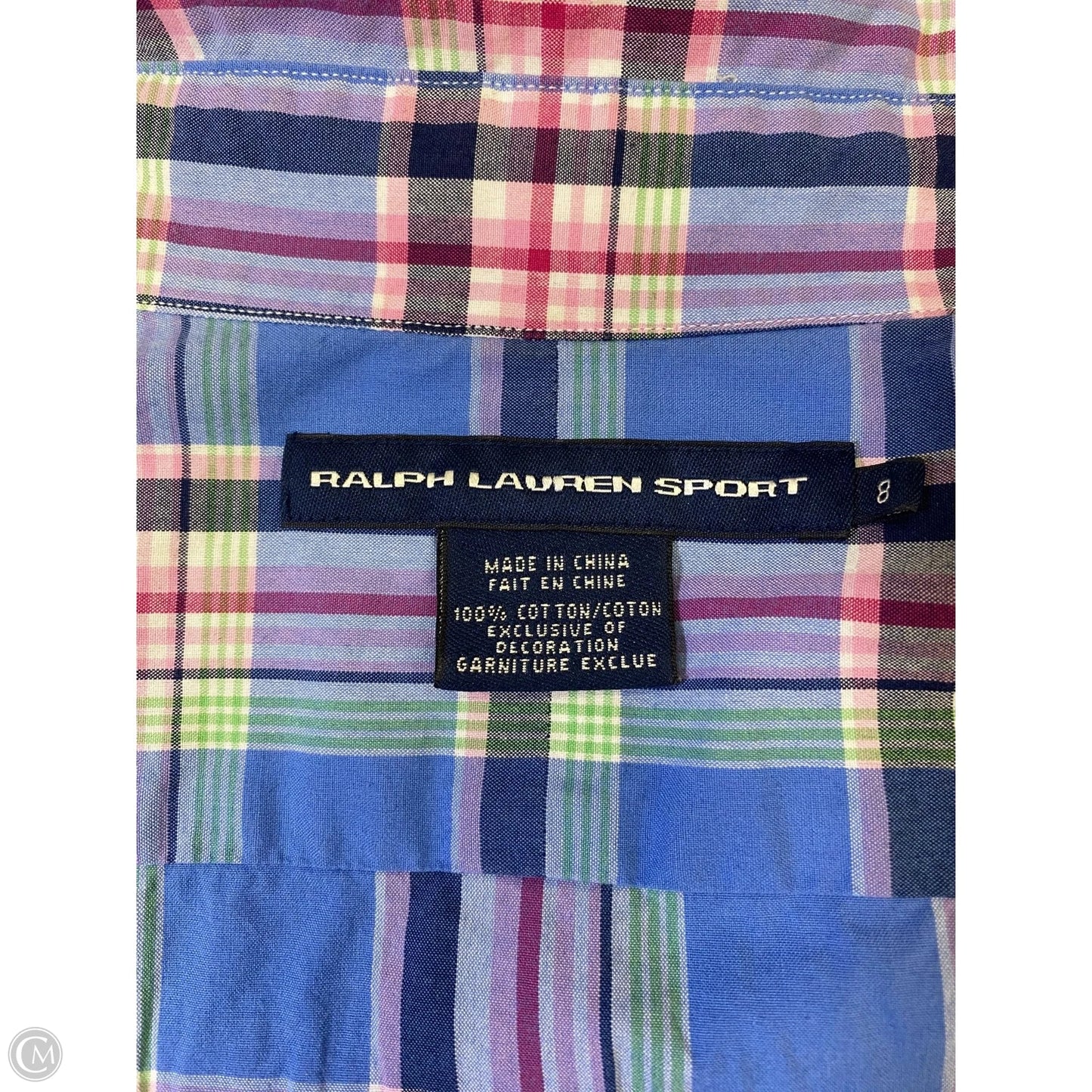 Blouse Long Sleeve By Ralph Lauren In Checkered Pattern, Size: M