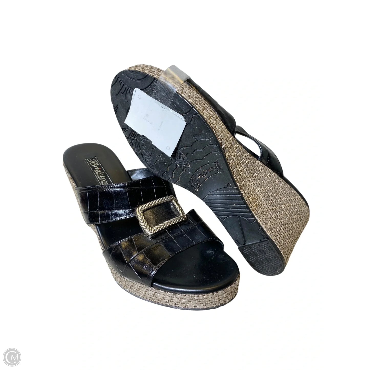 Sandals Heels Wedge By Brighton In Black & Brown, Size: 8.5