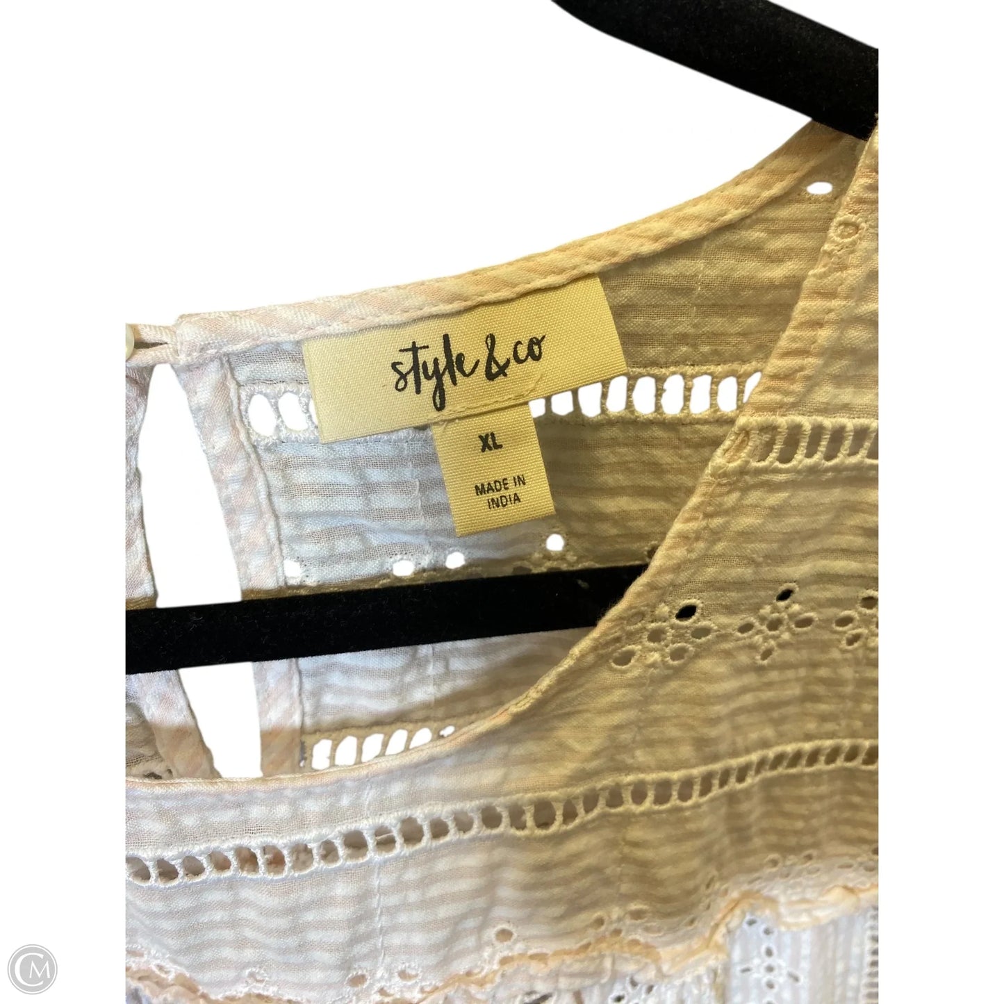 Top Long Sleeve By Style And Company In Pink & White, Size: Xl