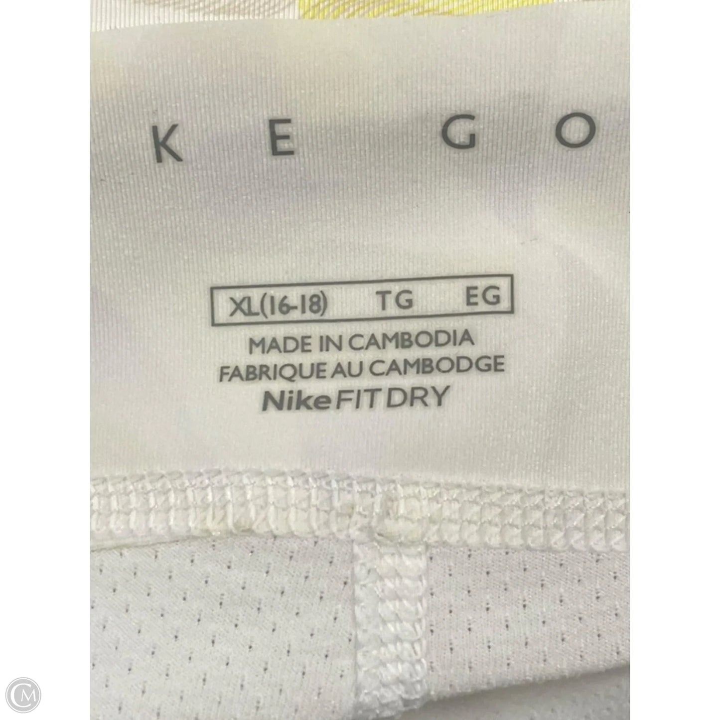 Athletic Skort By Nike In White & Yellow, Size: Xl