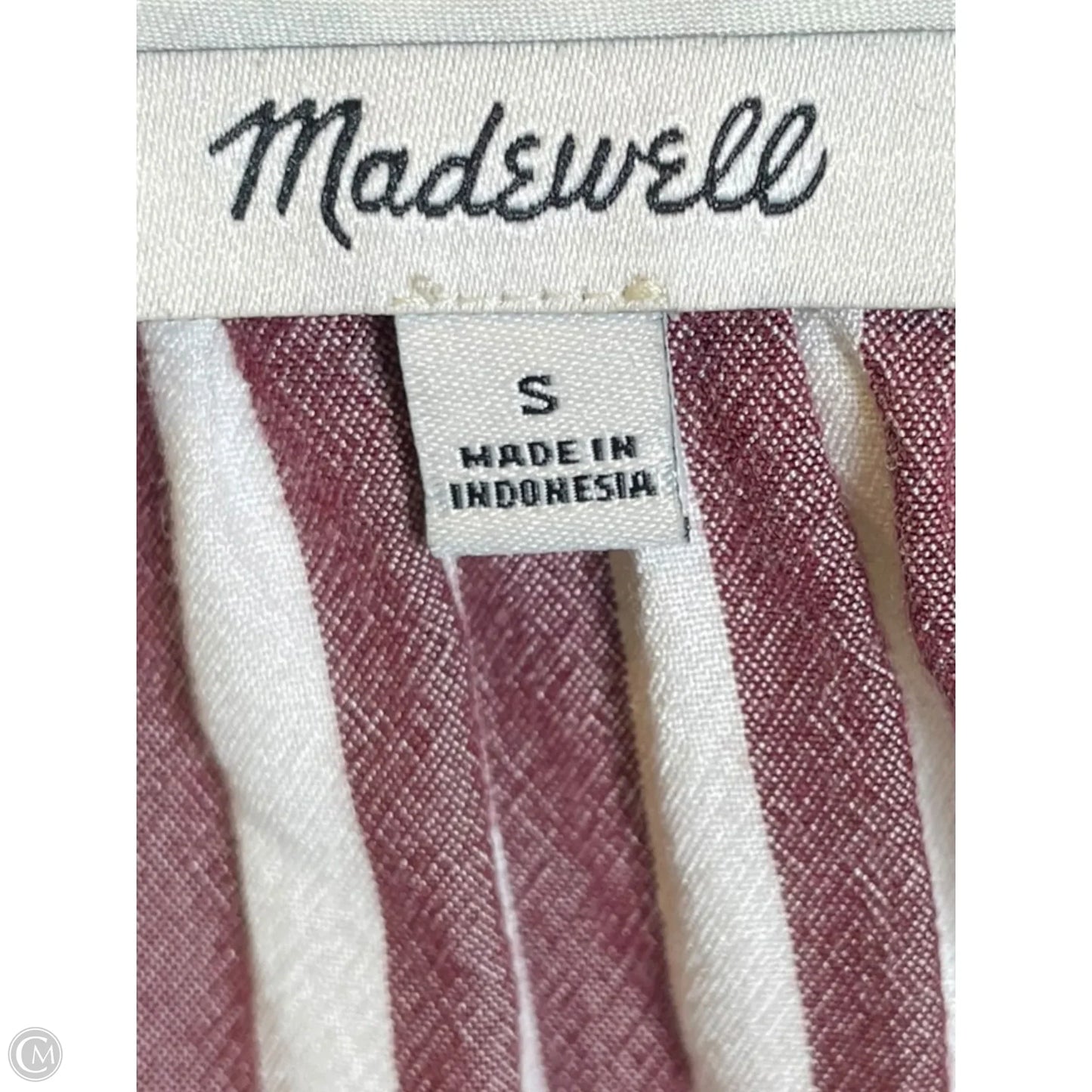 Blouse Short Sleeve By Madewell In Red & White, Size: S