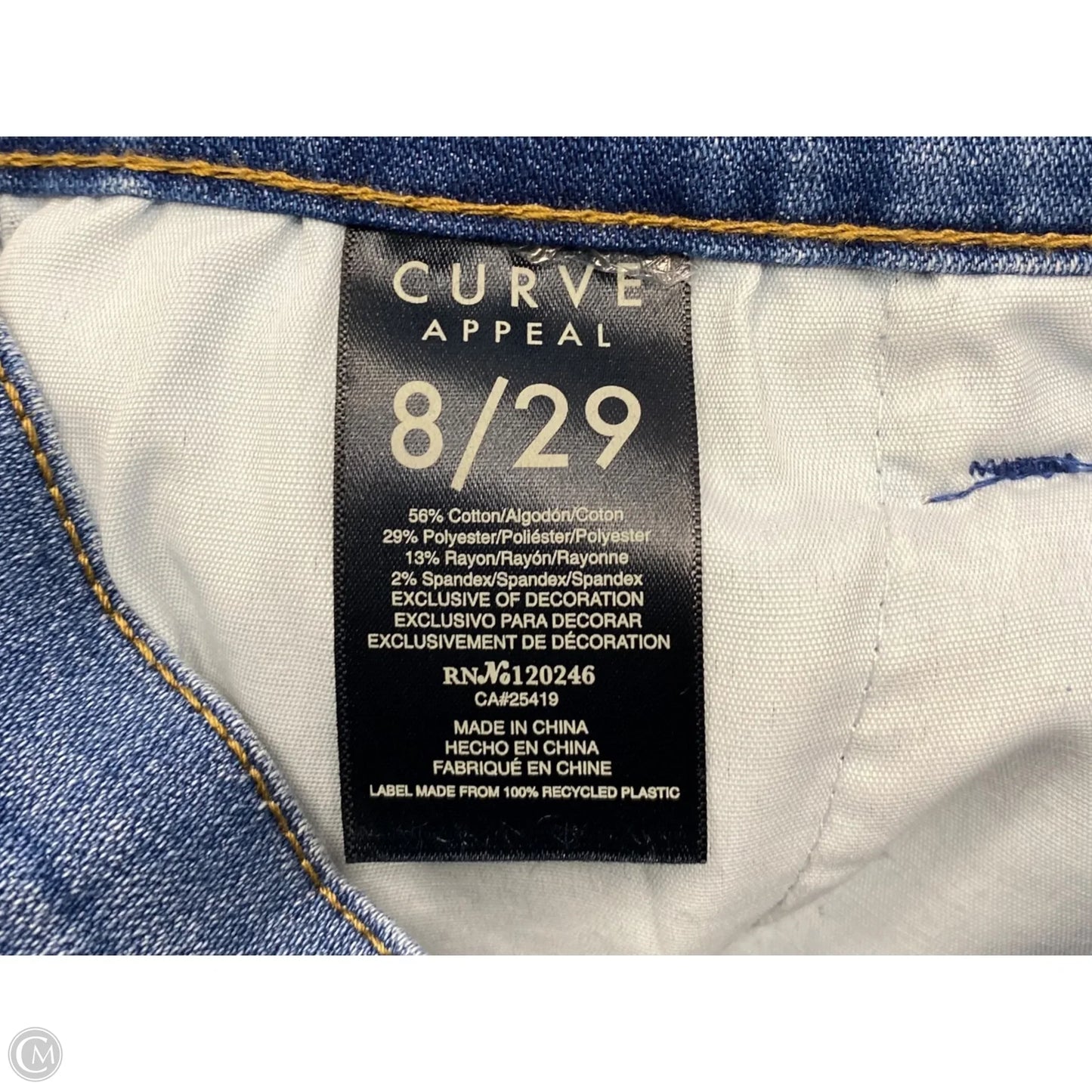 Jeans Wide Leg By Curve Appeal In Blue Denim, Size: 8