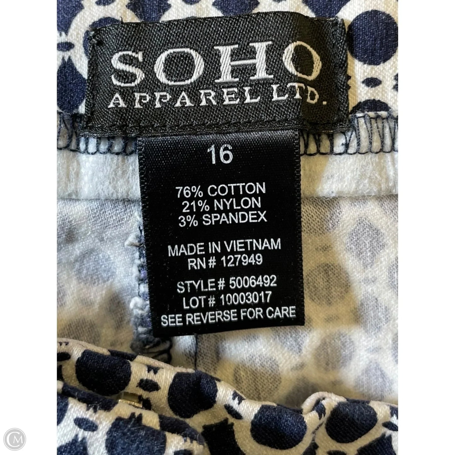 Shorts By Soho Apparel In Blue & White, Size: 16