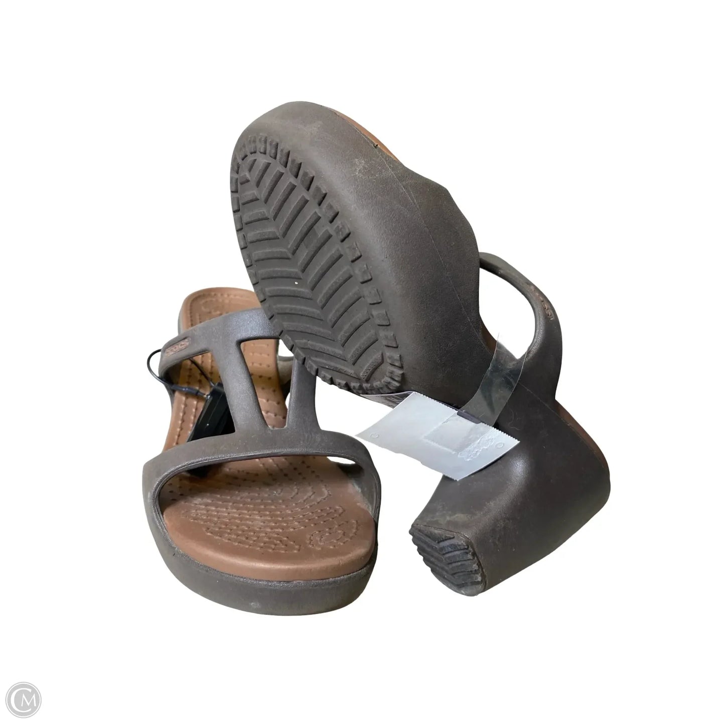 Shoes Heels Block By Crocs In Brown, Size: 6