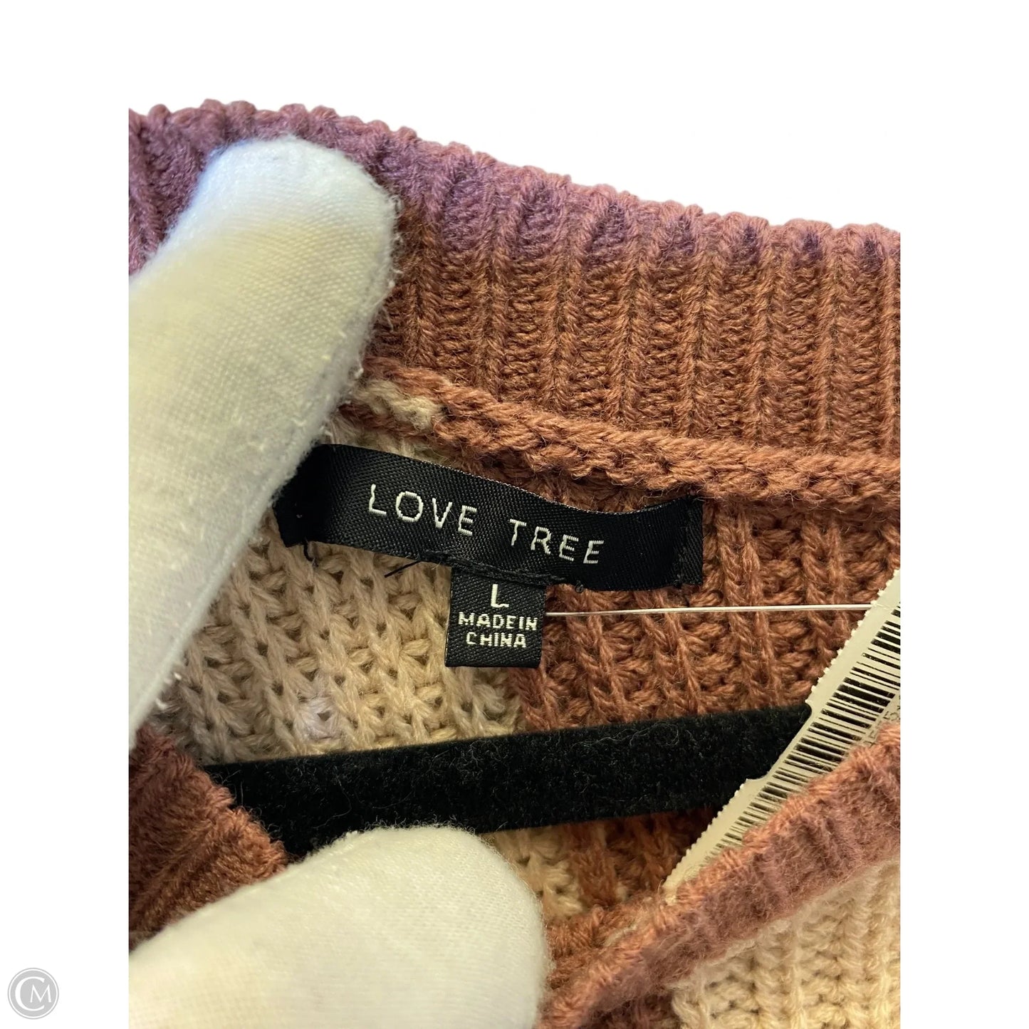 Sweater By Love Tree In Pink & Tan, Size: L