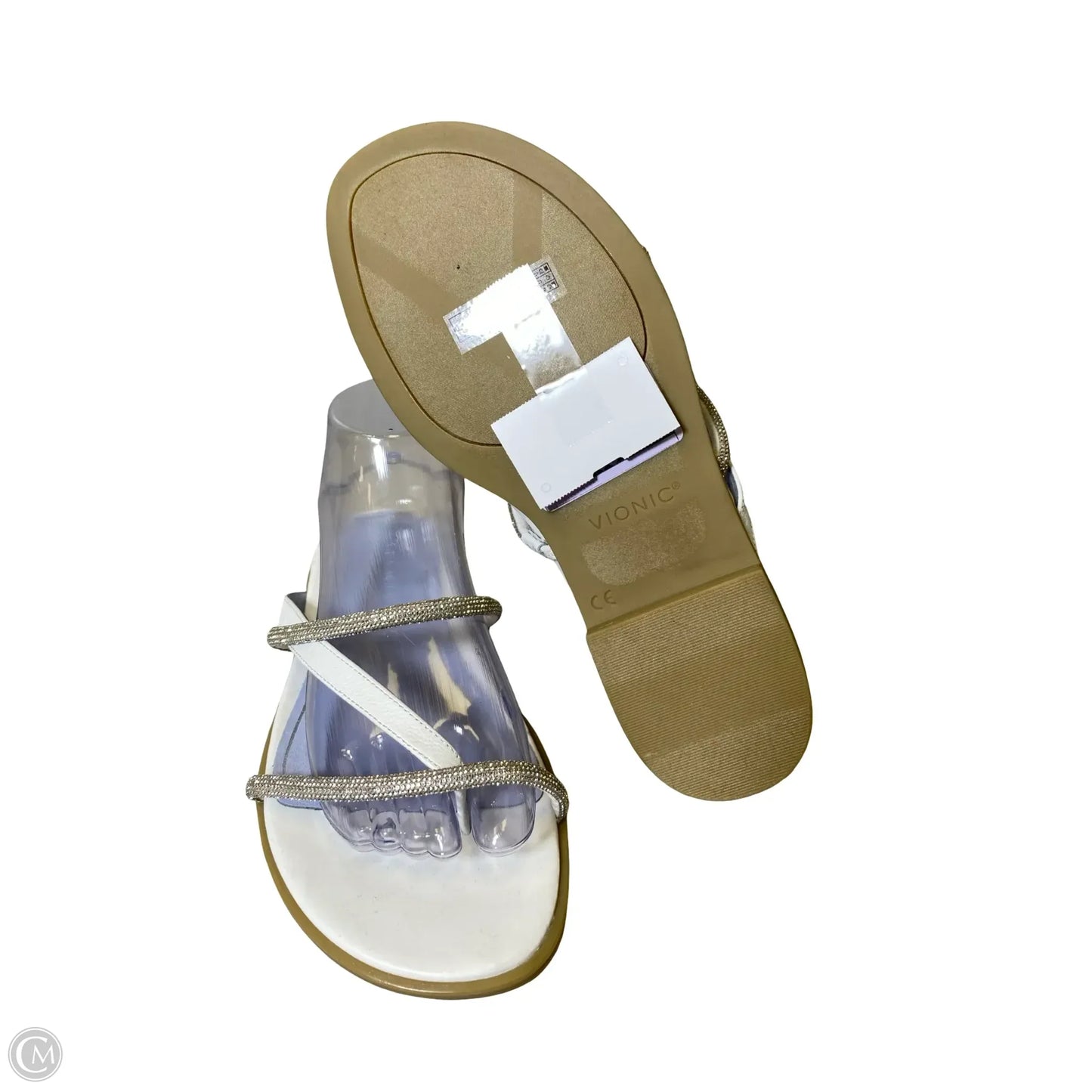 Sandals Flats By Vionic In Silver & White, Size: 9