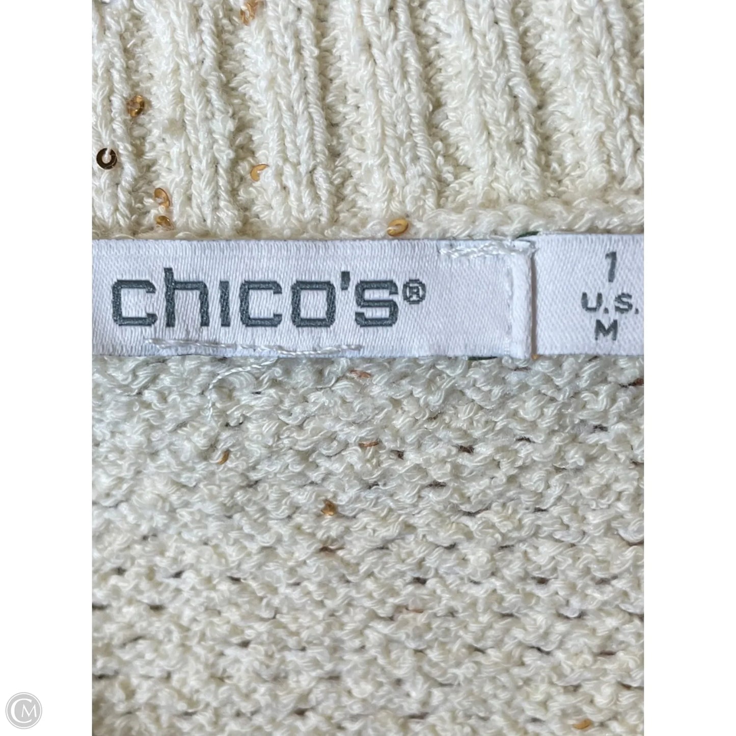 Top Short Sleeve By Chicos In Cream, Size: M