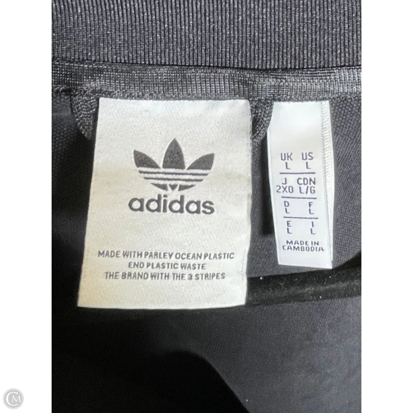 Athletic Jacket By Adidas In Black & White, Size: L