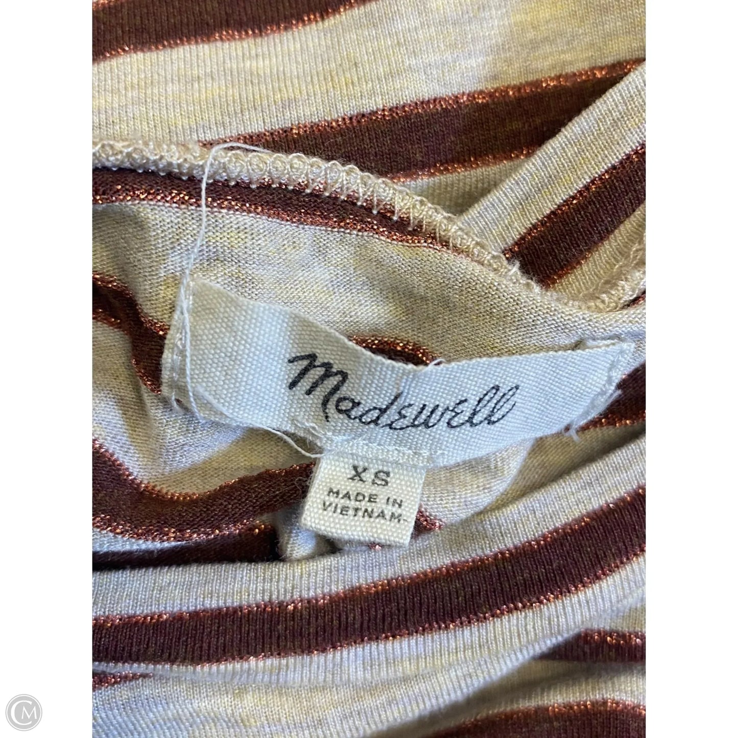 Top Short Sleeve By Madewell In Brown & Cream, Size: Xs