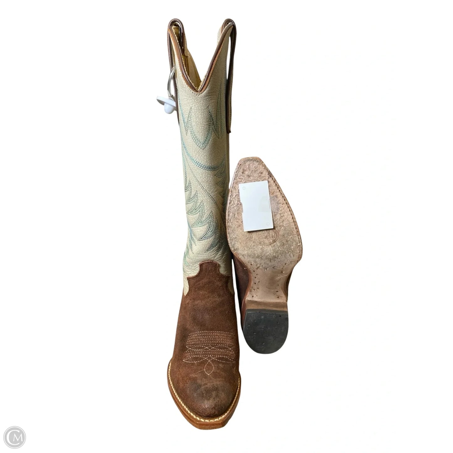 Boots Western By Justin In Brown & Cream, Size: 6.5