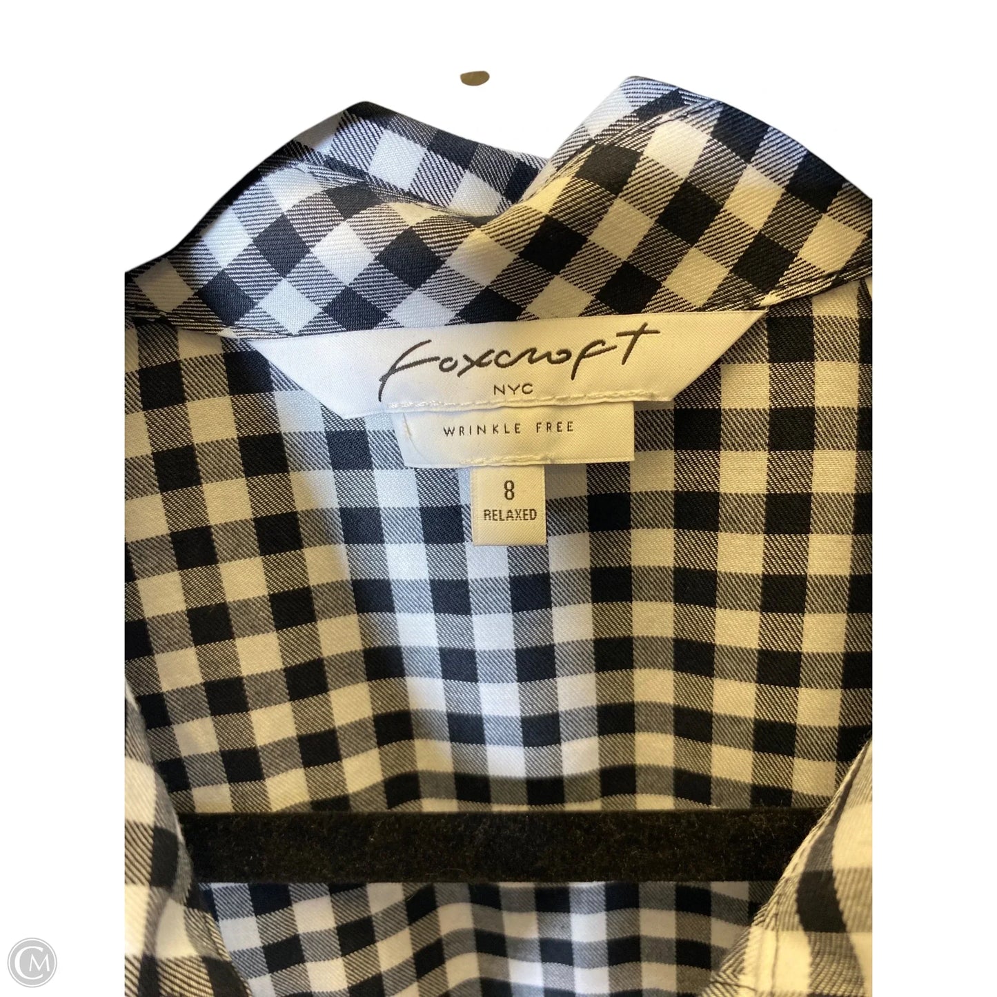 Top Long Sleeve By Foxcroft In Checkered Pattern, Size: M