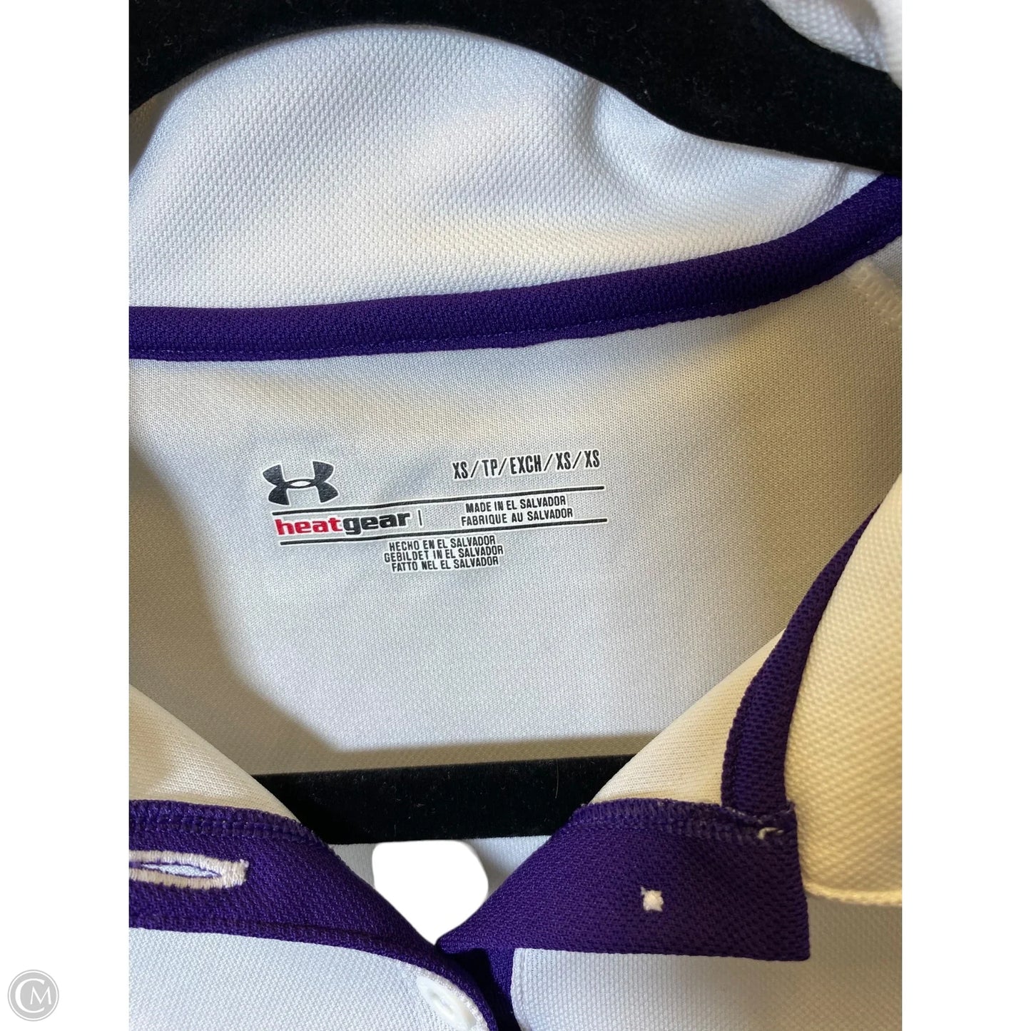 Athletic Top Short Sleeve By Under Armour In Purple & White, Size: Xs