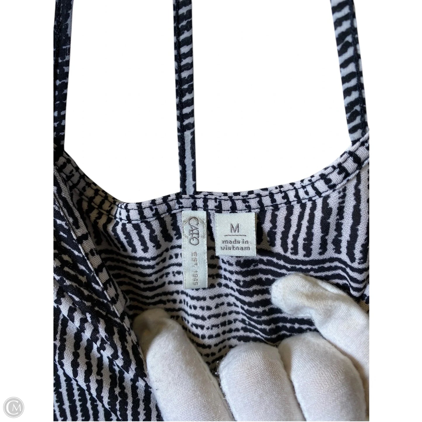 Top Long Sleeve By Cato In Black & White, Size: M