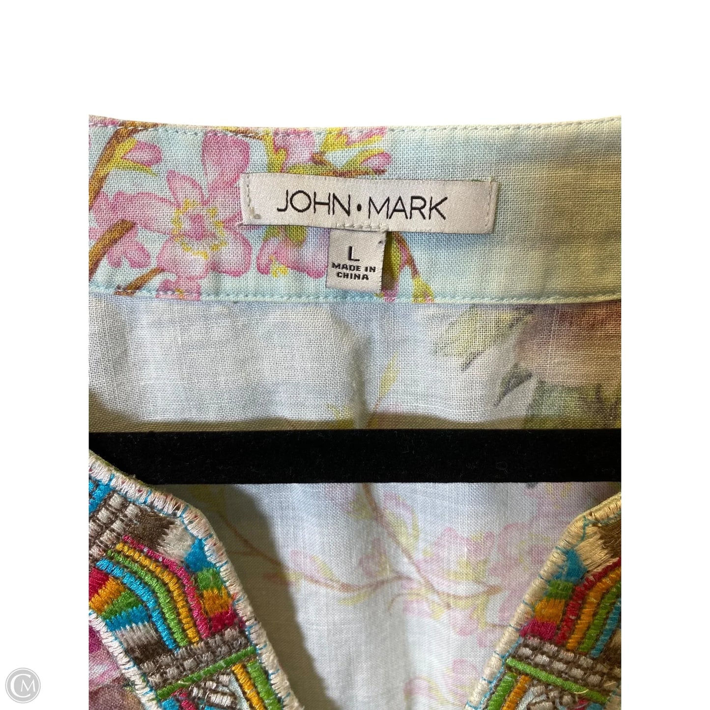 Top 3/4 Sleeve By John Mark In Multi-colored, Size: L