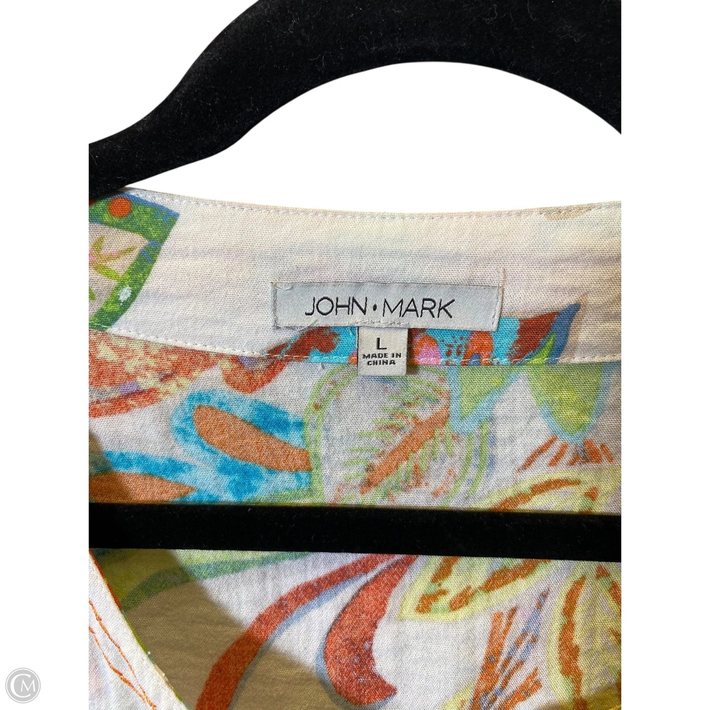 Top 3/4 Sleeve By John Mark In Multi-colored, Size: L