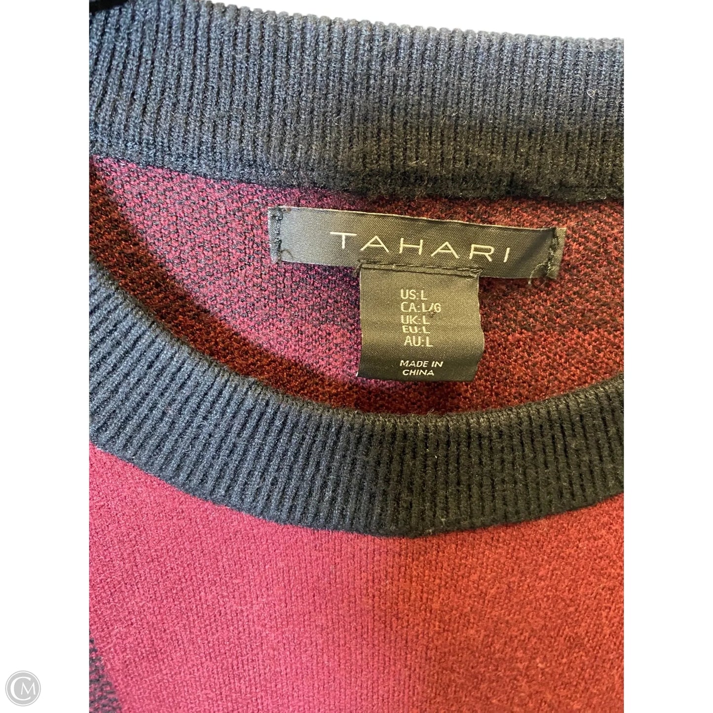 Sweater By Tahari In Black & Red, Size: L