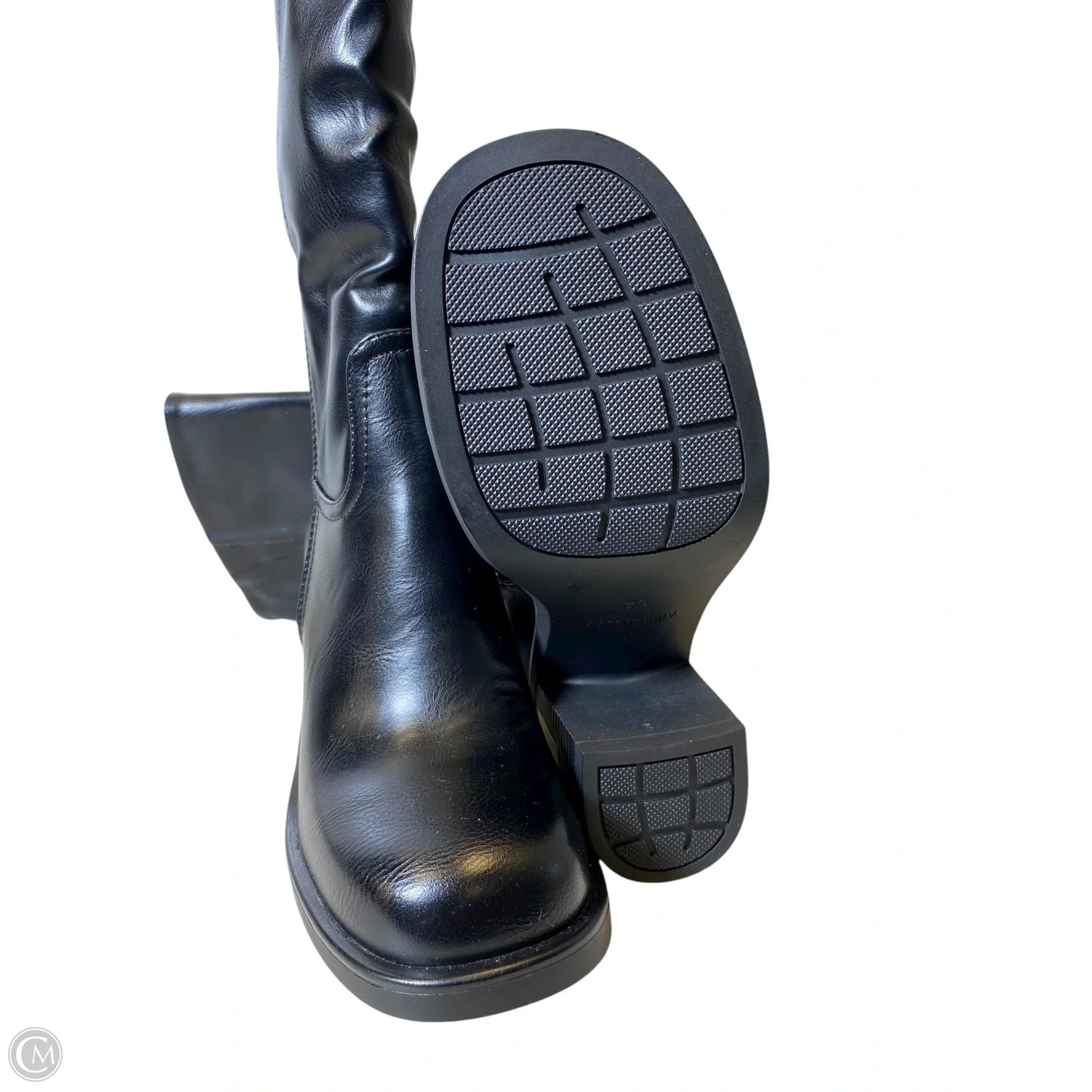 Boots Knee Heels By Clothes Mentor In Black, Size: 7.5