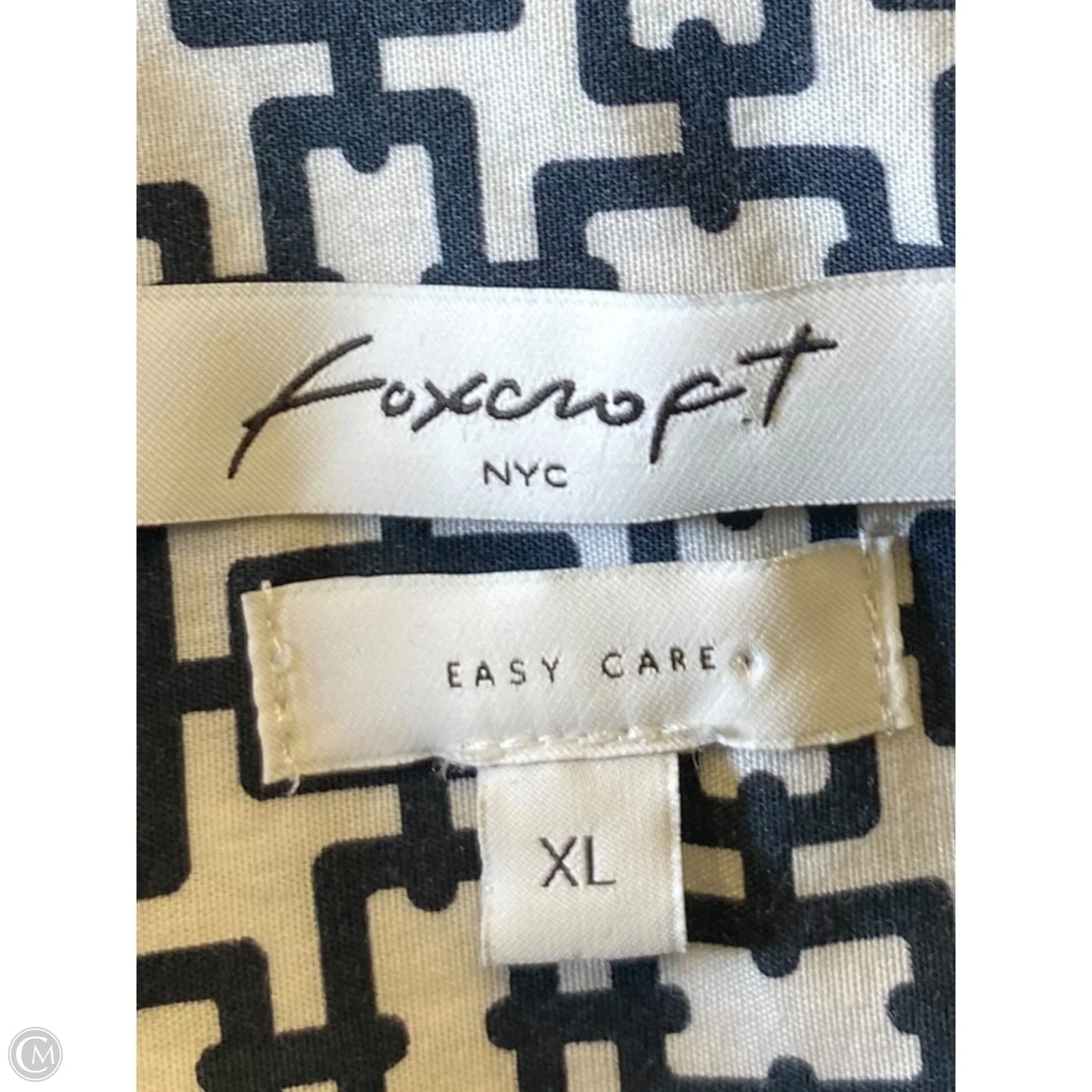 Top Long Sleeve By Foxcroft In Black & White, Size: Xl